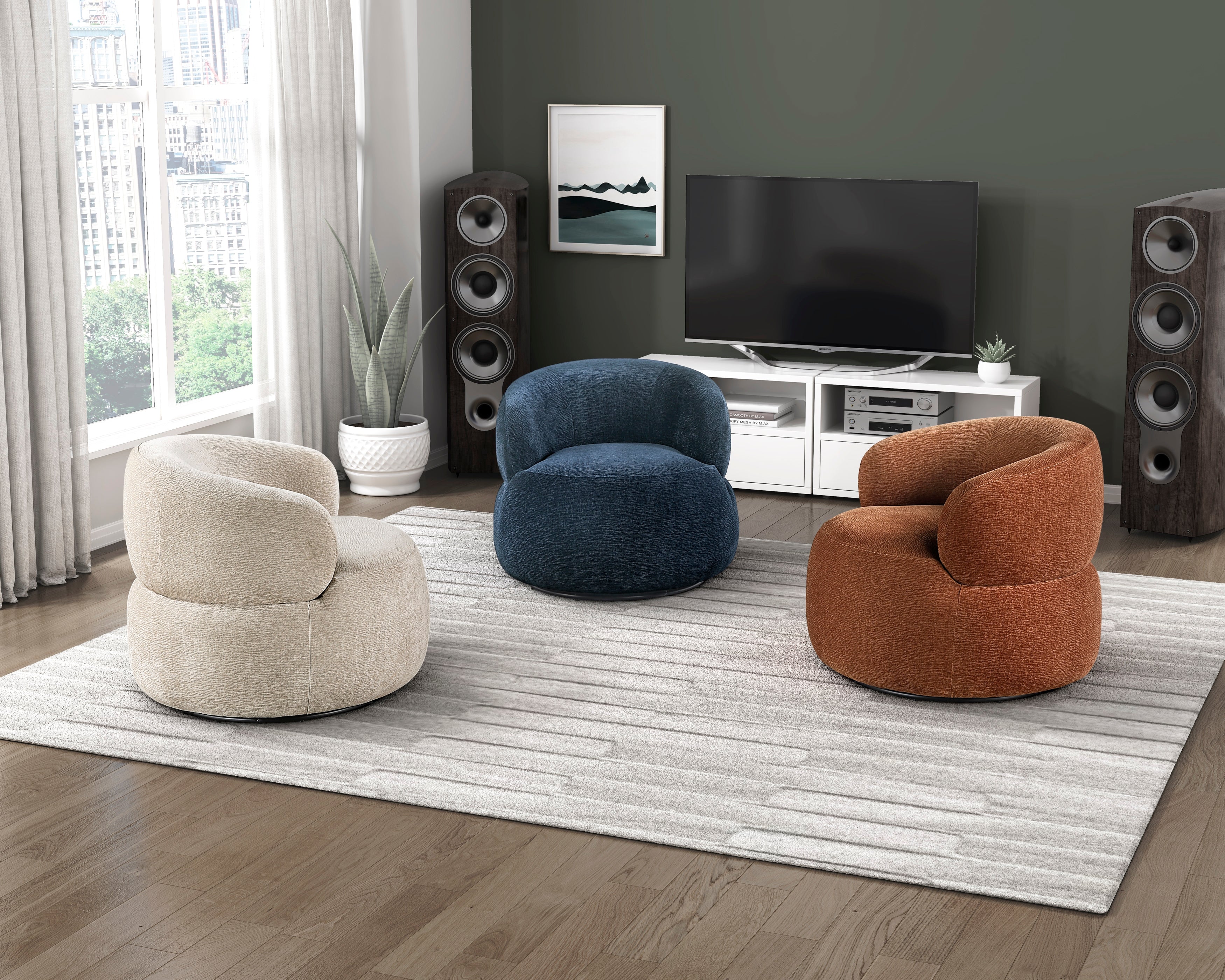 Ruvo Blue Swivel Accent Chair - Image 8