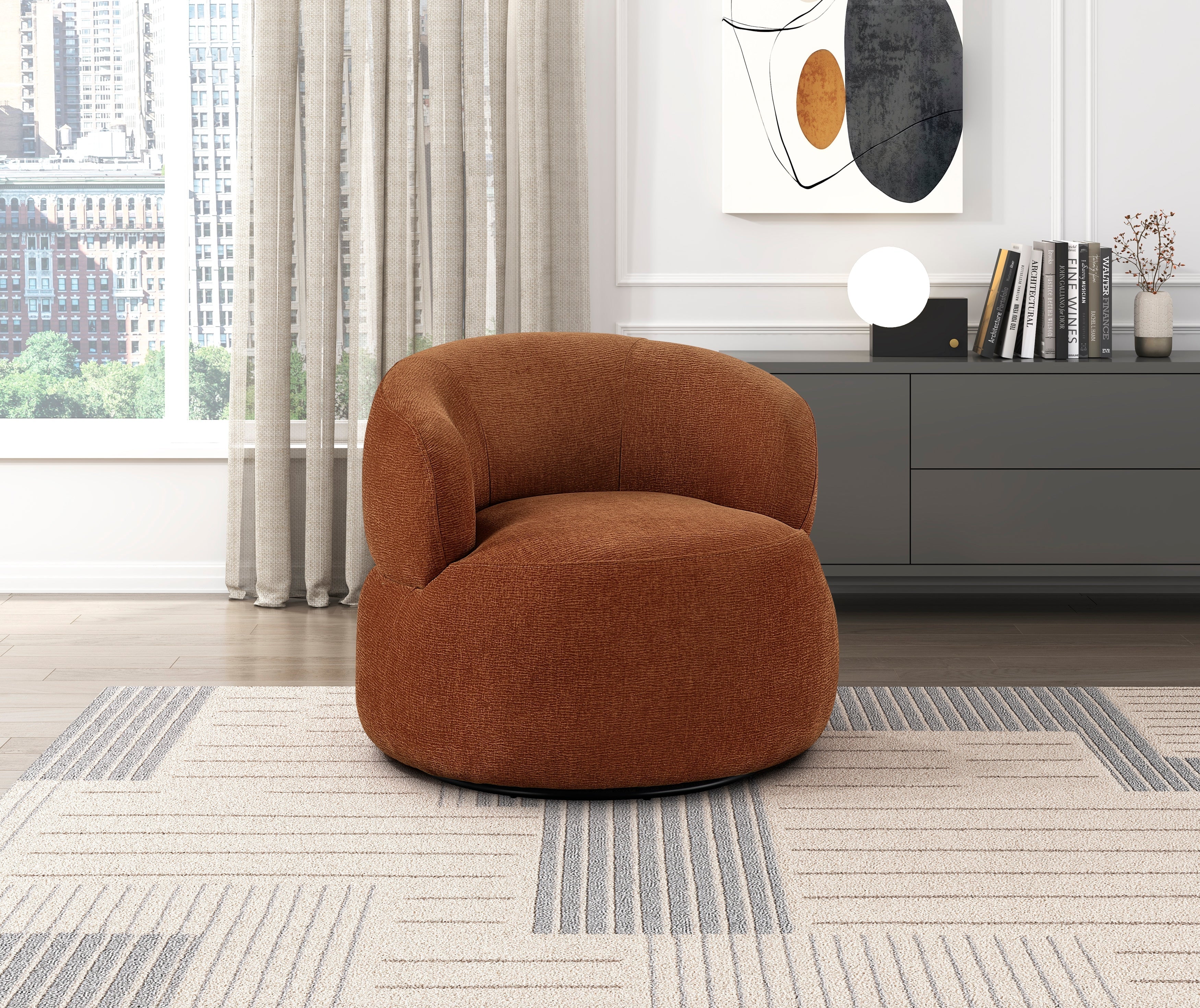 Ruvo Rusty Orange Swivel Accent Chair - Image 8