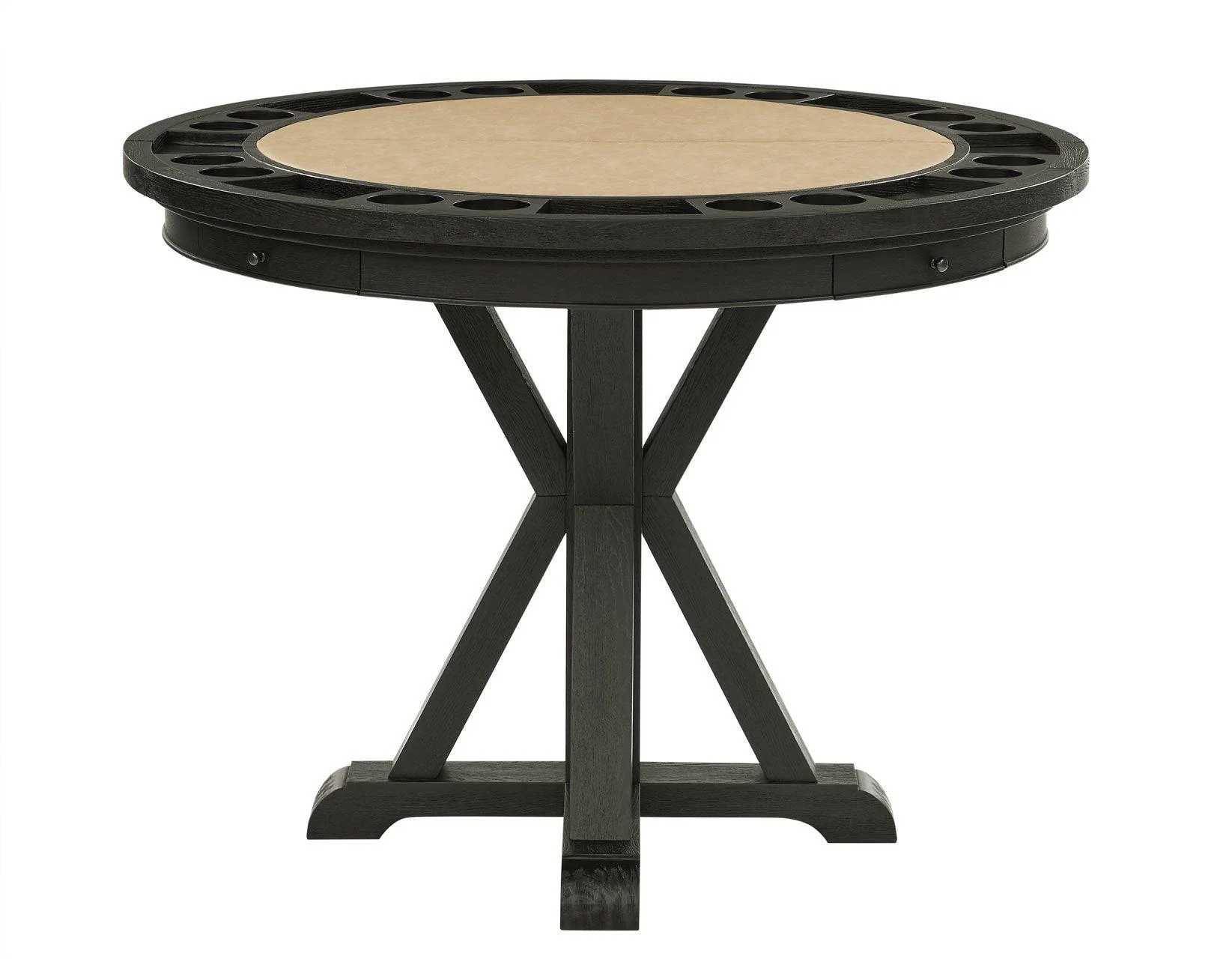 Rylie 48-inch Round Counter Dining Table with 4 Drawers and Game Top, Black Finish - Image 2