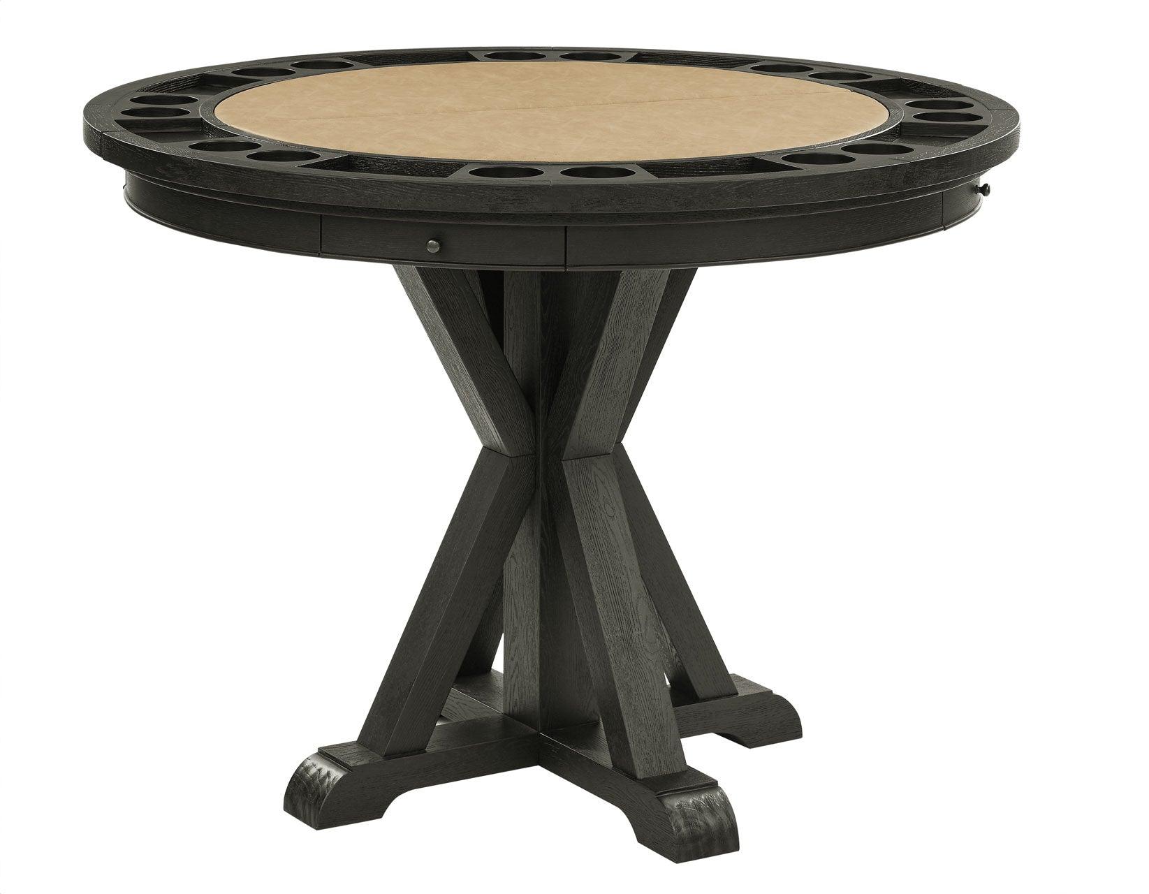 Rylie 48-inch Round Counter Dining Table with 4 Drawers and Game Top, Black Finish - Image 3