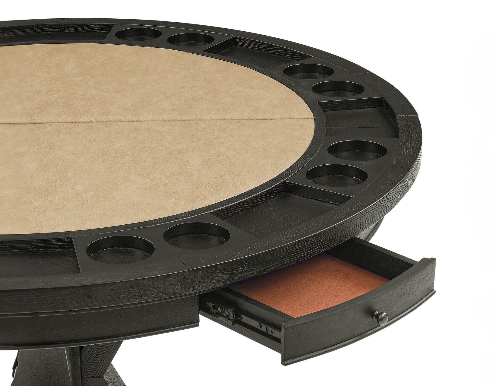 Rylie 48-inch Round Counter Dining Table with 4 Drawers and Game Top, Black Finish - Image 4