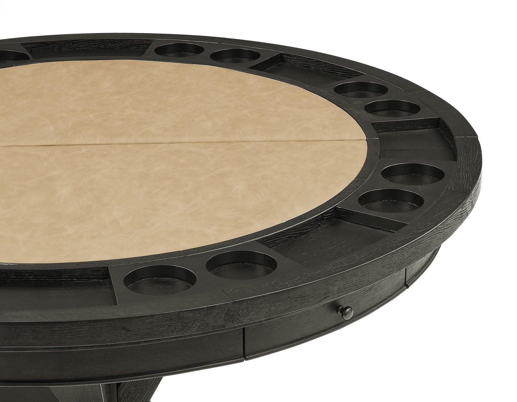 Rylie 48-inch Round Counter Dining Table with 4 Drawers and Game Top, Black Finish - Image 5
