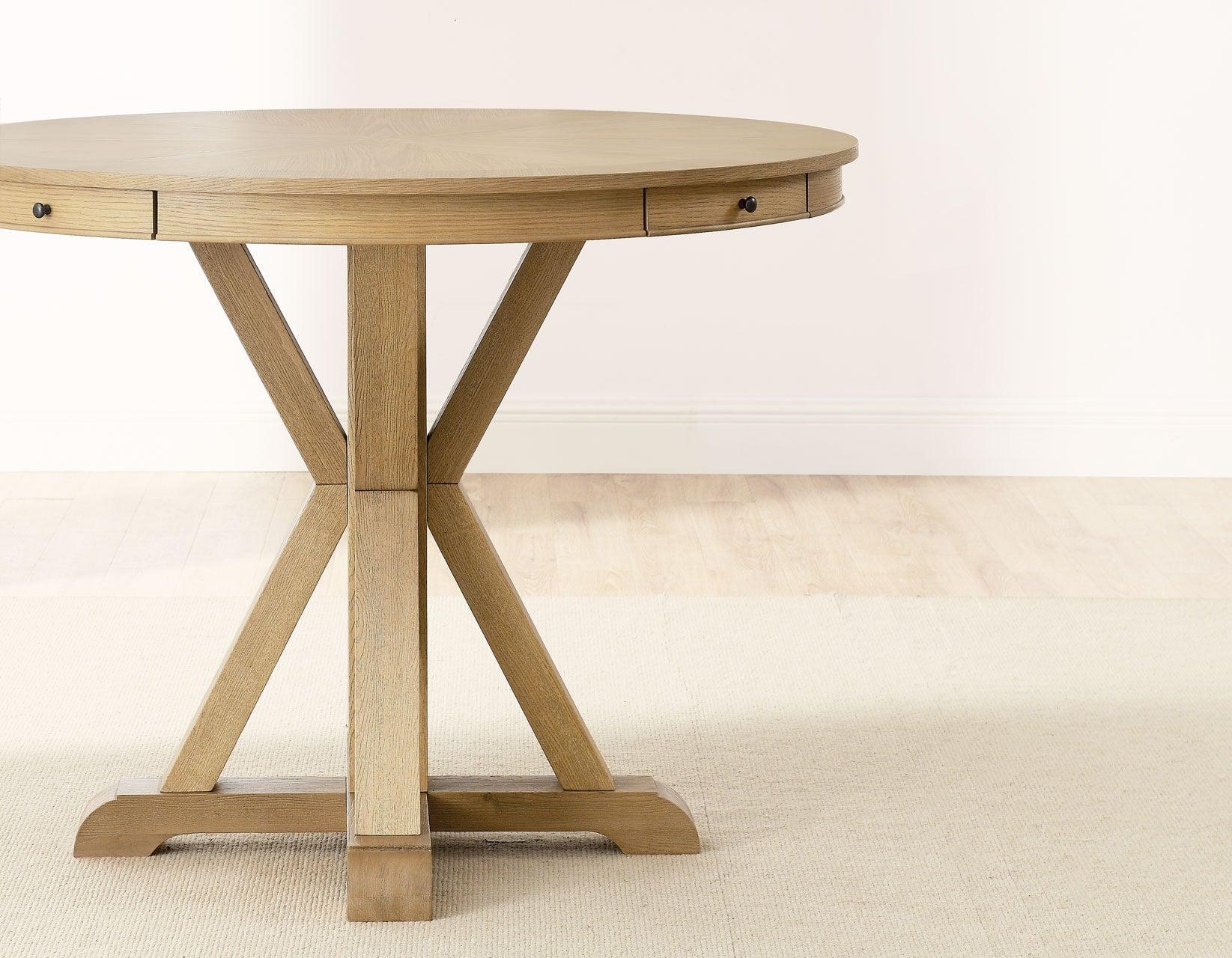 Rylie 48-inch Round Counter Dining Table with 4 Drawers, Natural Finish - Image 2