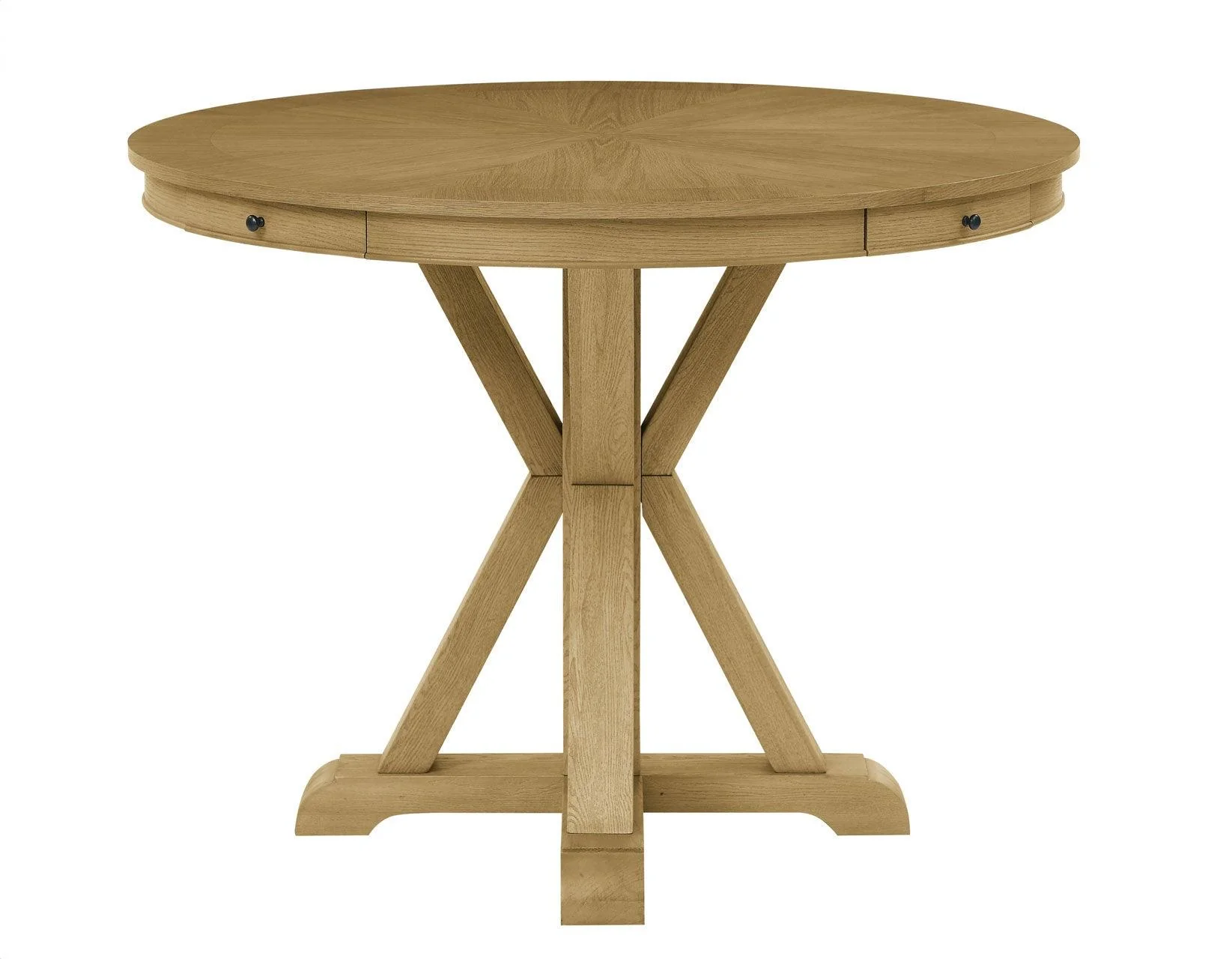 Rylie 48-inch Round Counter Dining Table with 4 Drawers, Natural Finish - Image 3