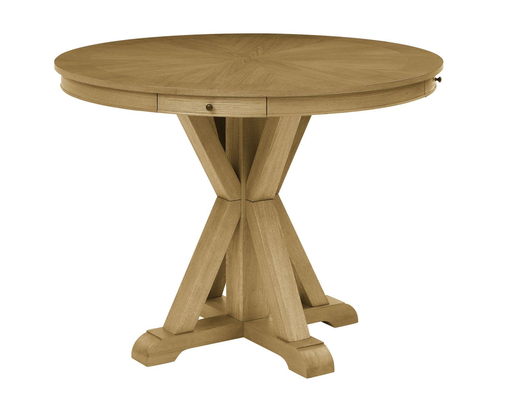 Rylie 48-inch Round Counter Dining Table with 4 Drawers, Natural Finish - Image 4