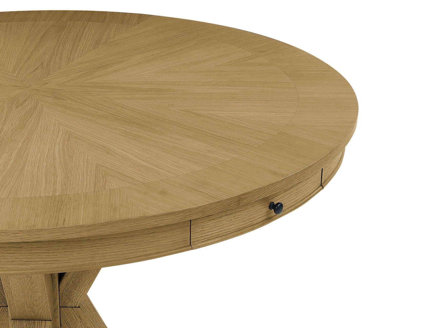 Rylie 48-inch Round Counter Dining Table with 4 Drawers, Natural Finish - Image 6