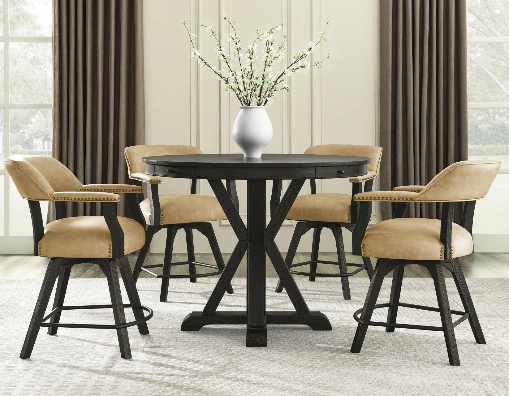 Rylie 6-PIece Counter Game Dining Set, Black Finish - Image 19