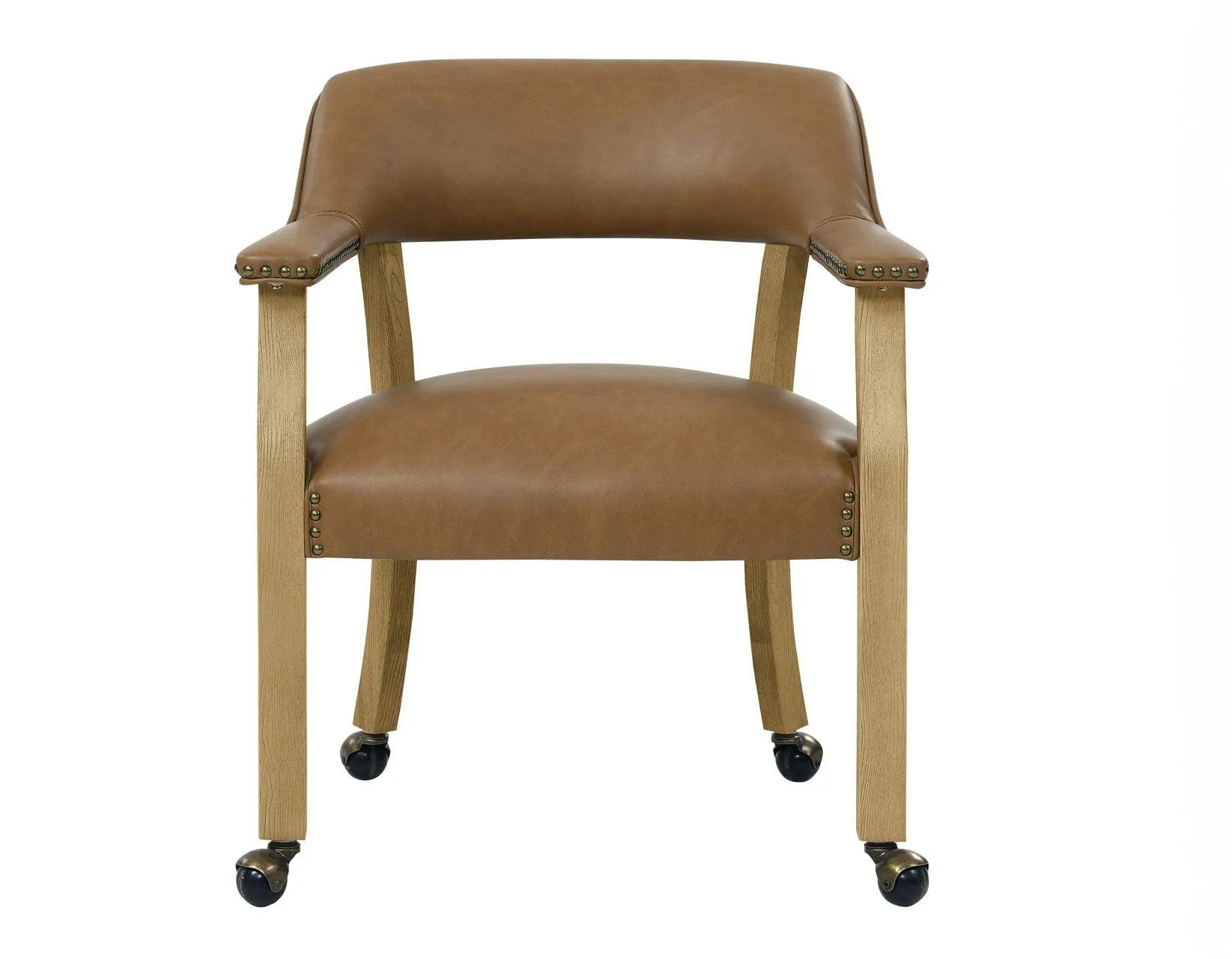 Rylie Captains Chair, Natural Finish with Camel Vegan Leather - Image 3