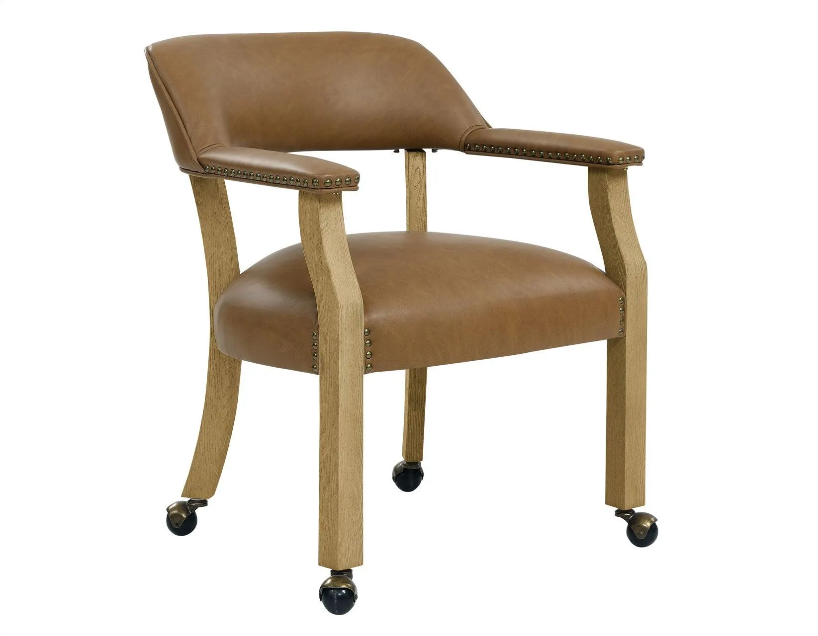 Rylie Captains Chair, Natural Finish with Camel Vegan Leather - Image 4