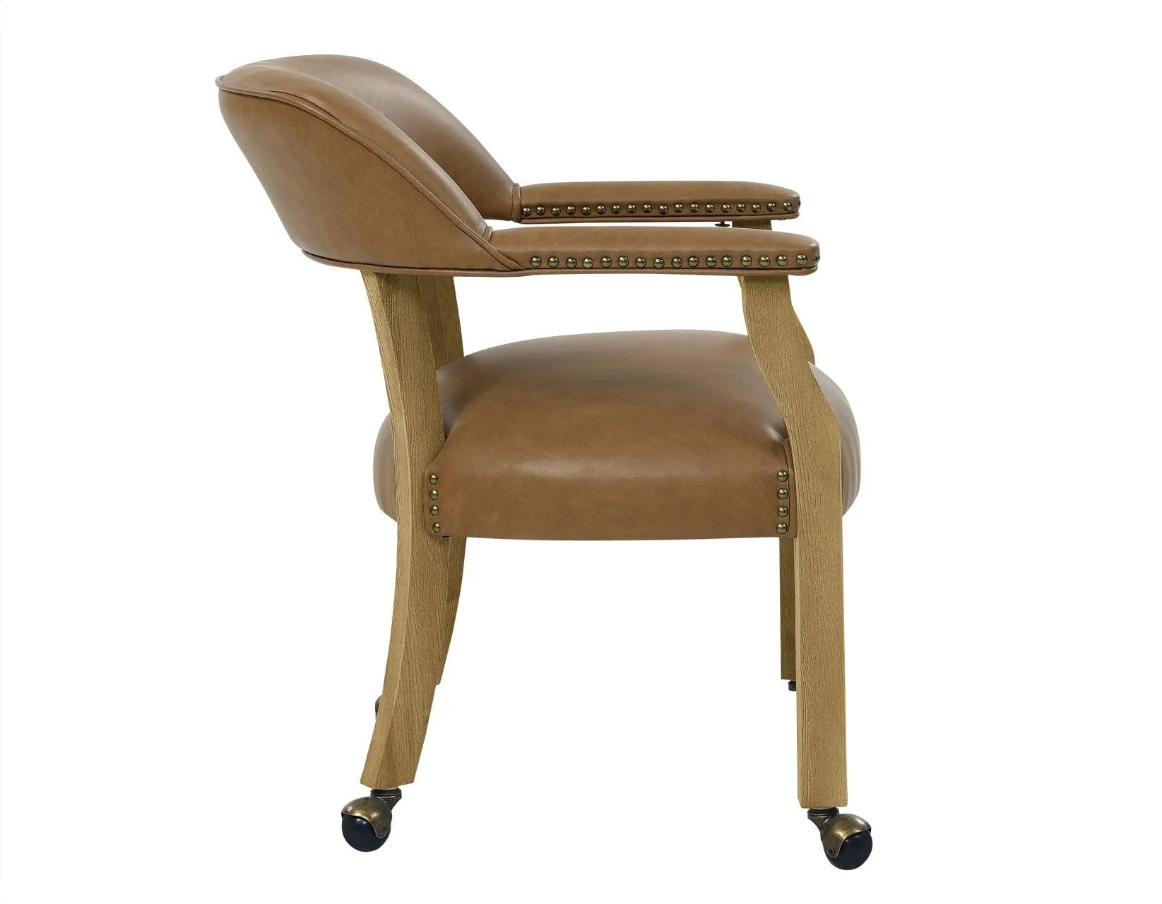 Rylie Captains Chair, Natural Finish with Camel Vegan Leather - Image 5