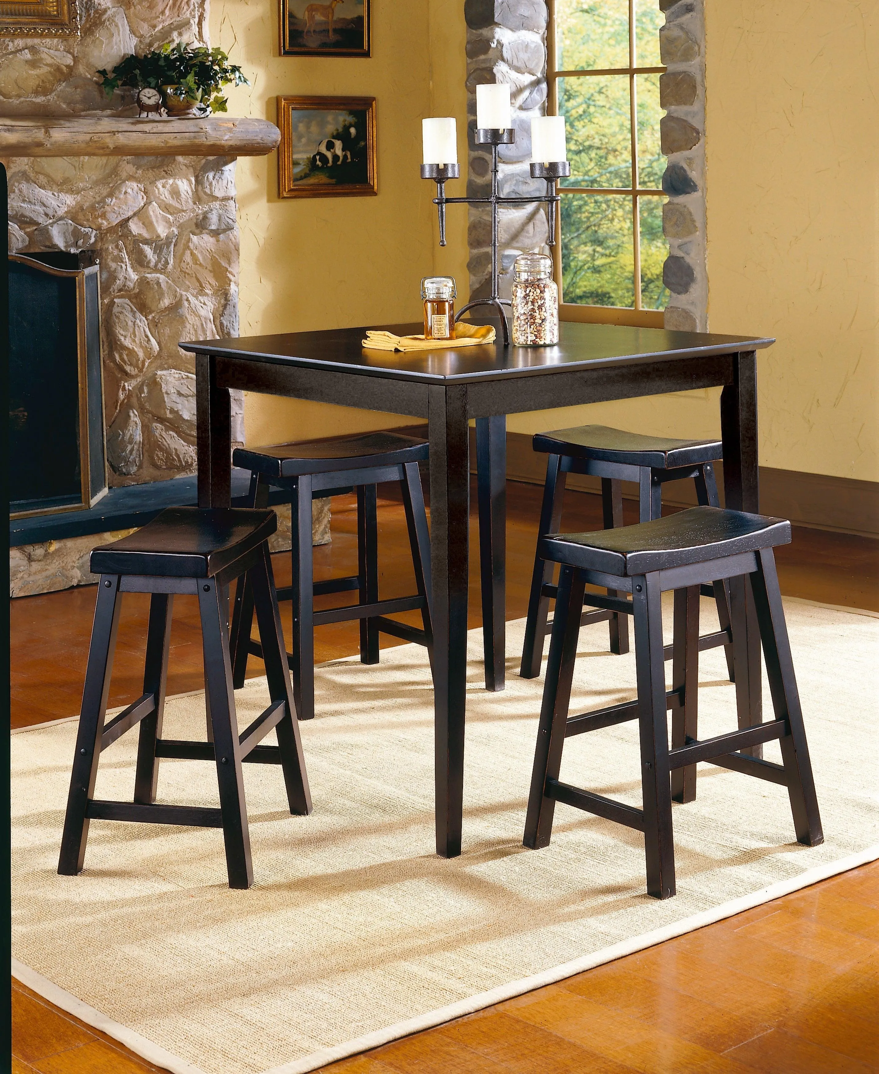 Saddleback Black Dining Stool, RTA, Set of 2 - Image 2