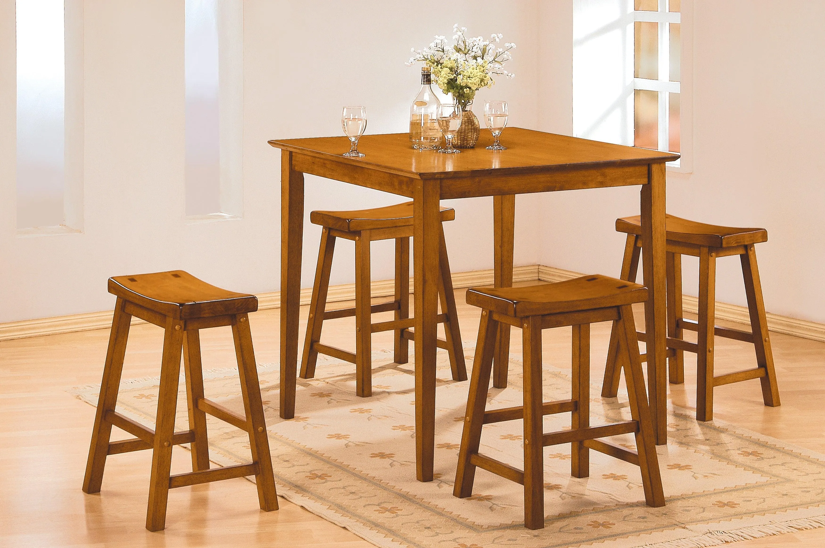 Saddleback Oak Pub Height  Stool Set of 2 - Image 2