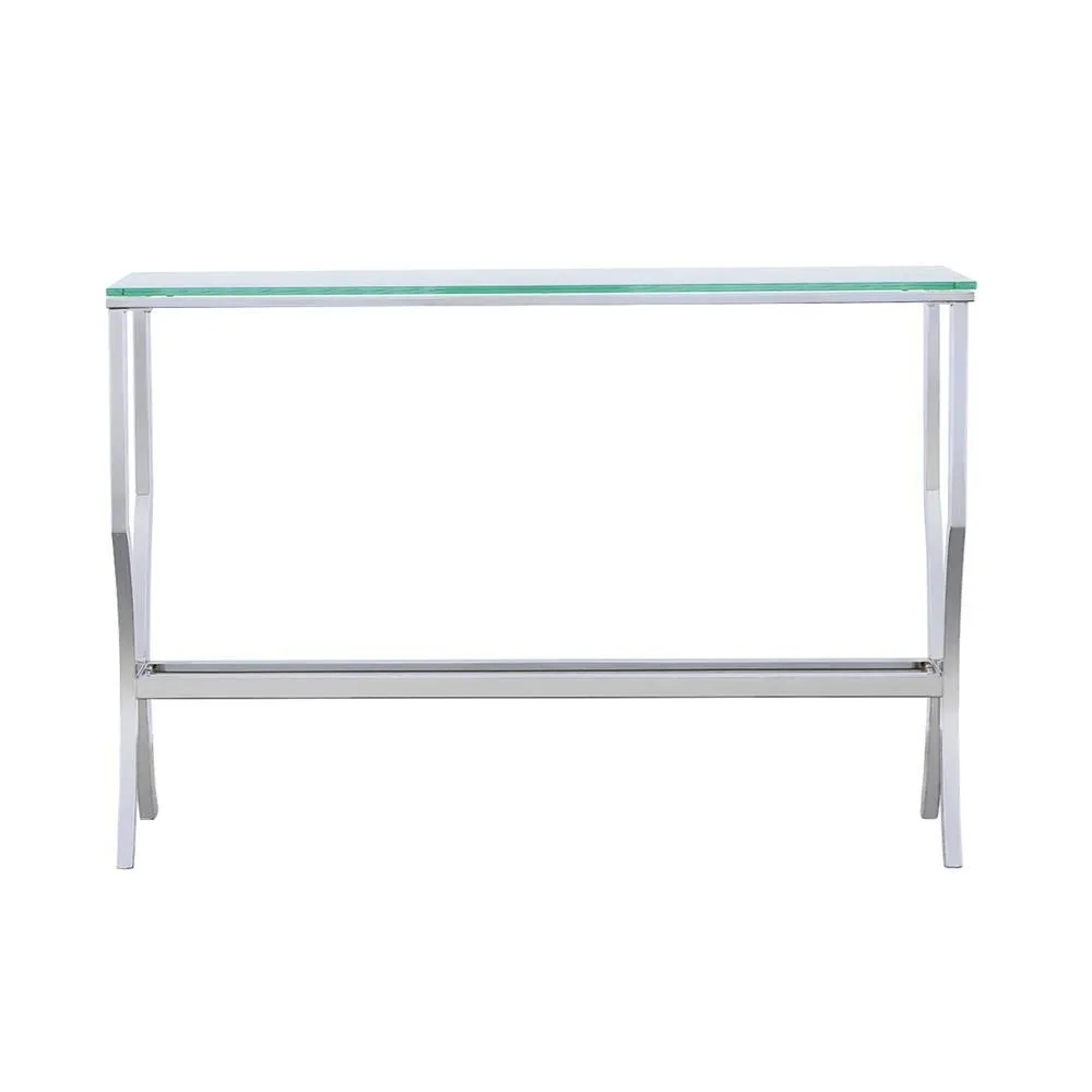Saide Chrome Rectangular Sofa Table with Mirrored Shelf - Image 2