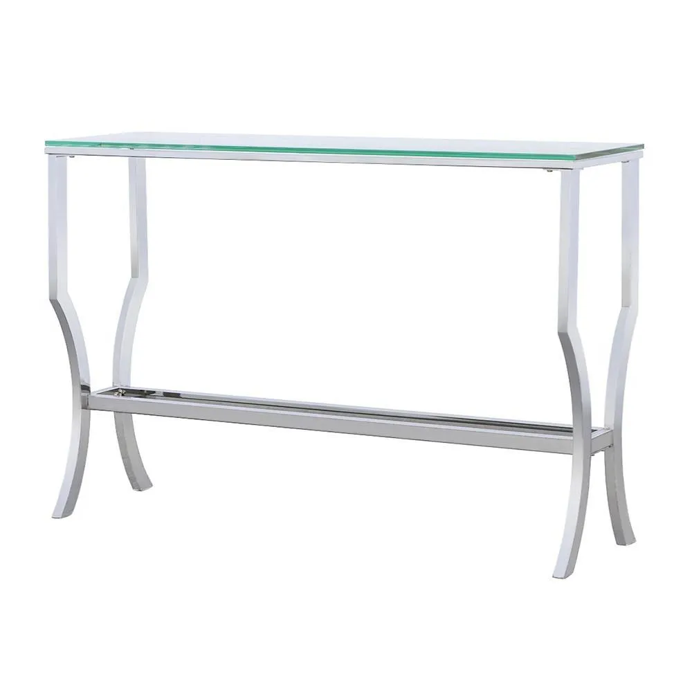 Saide Chrome Rectangular Sofa Table with Mirrored Shelf - Image 3