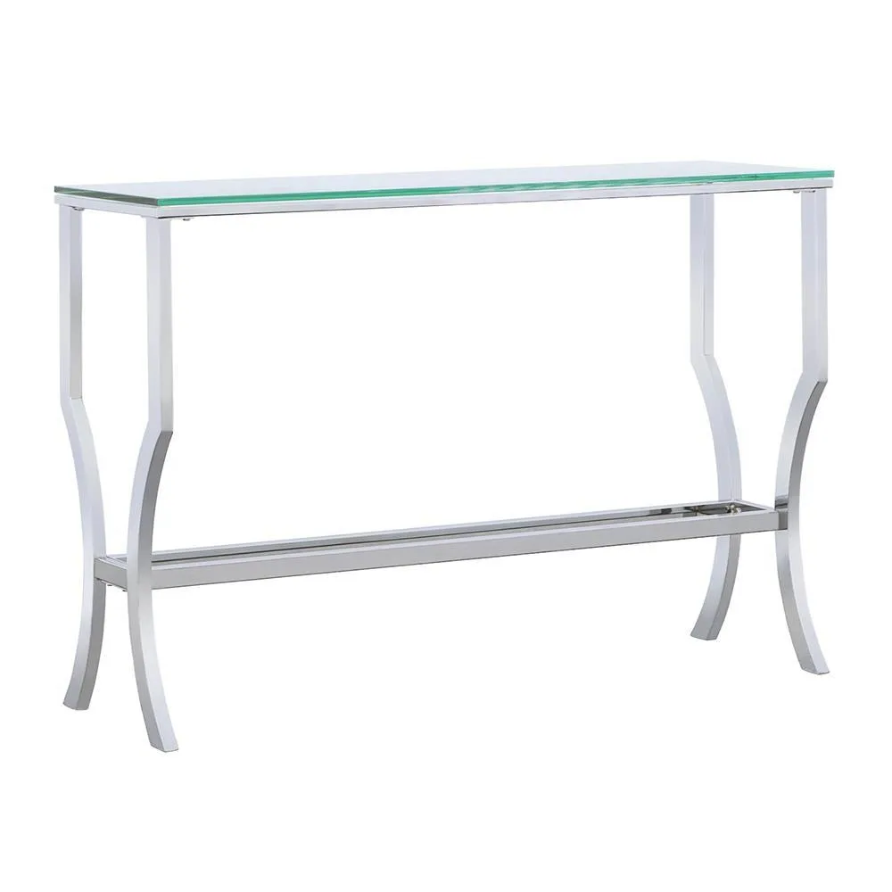 Saide Chrome Rectangular Sofa Table with Mirrored Shelf - Image 5