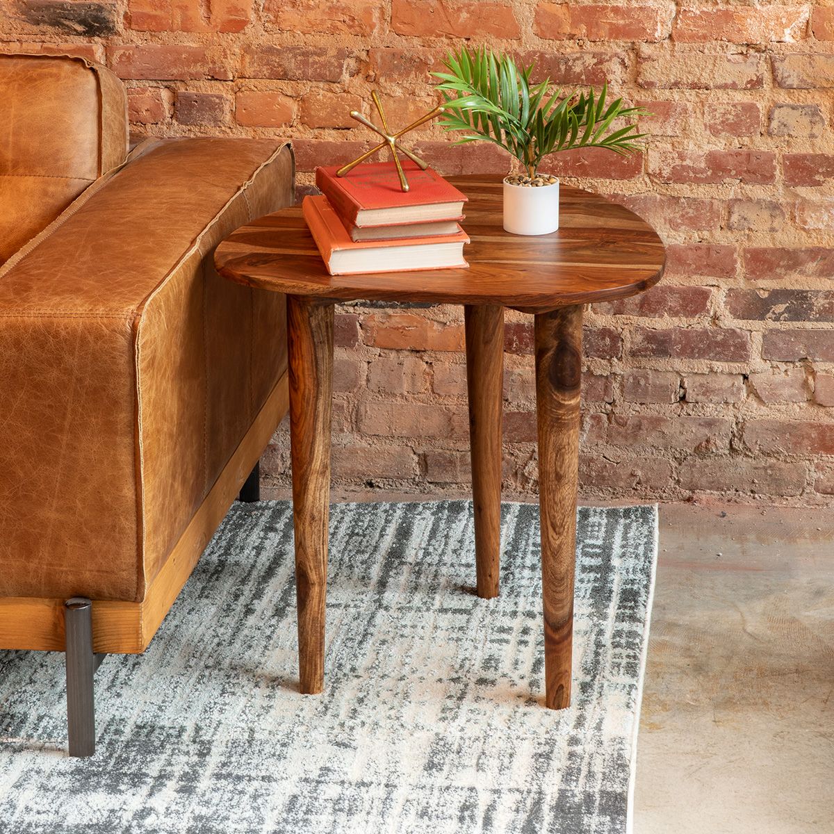Salem 23" Side Table in Natural Sheesham Wood - Image 3