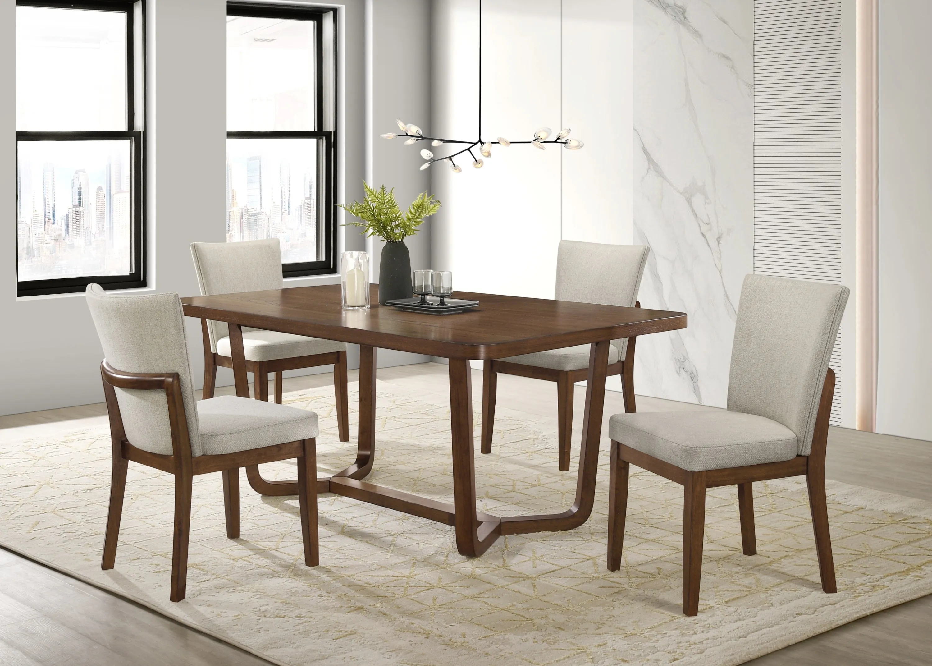 Salerno Beige and Brown Dining Set - Image 4