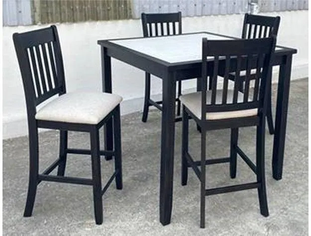 Salvador Black and White 5-Piece Counter Height Dining Set - Image 2