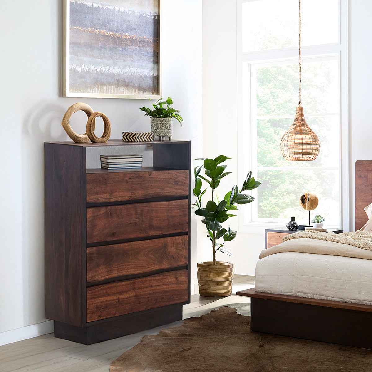 San Marino 34" Wide Tall Chest in Raw Walnut - Image 5