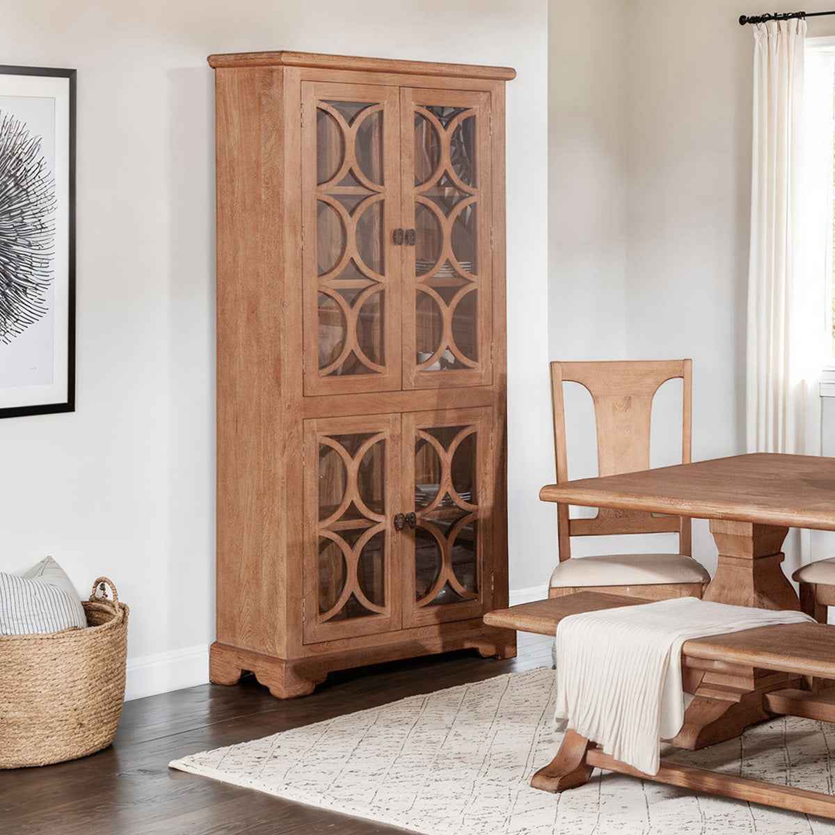 San Rafael 38" Tall Glass Cabinet in Antique Oak - Image 6