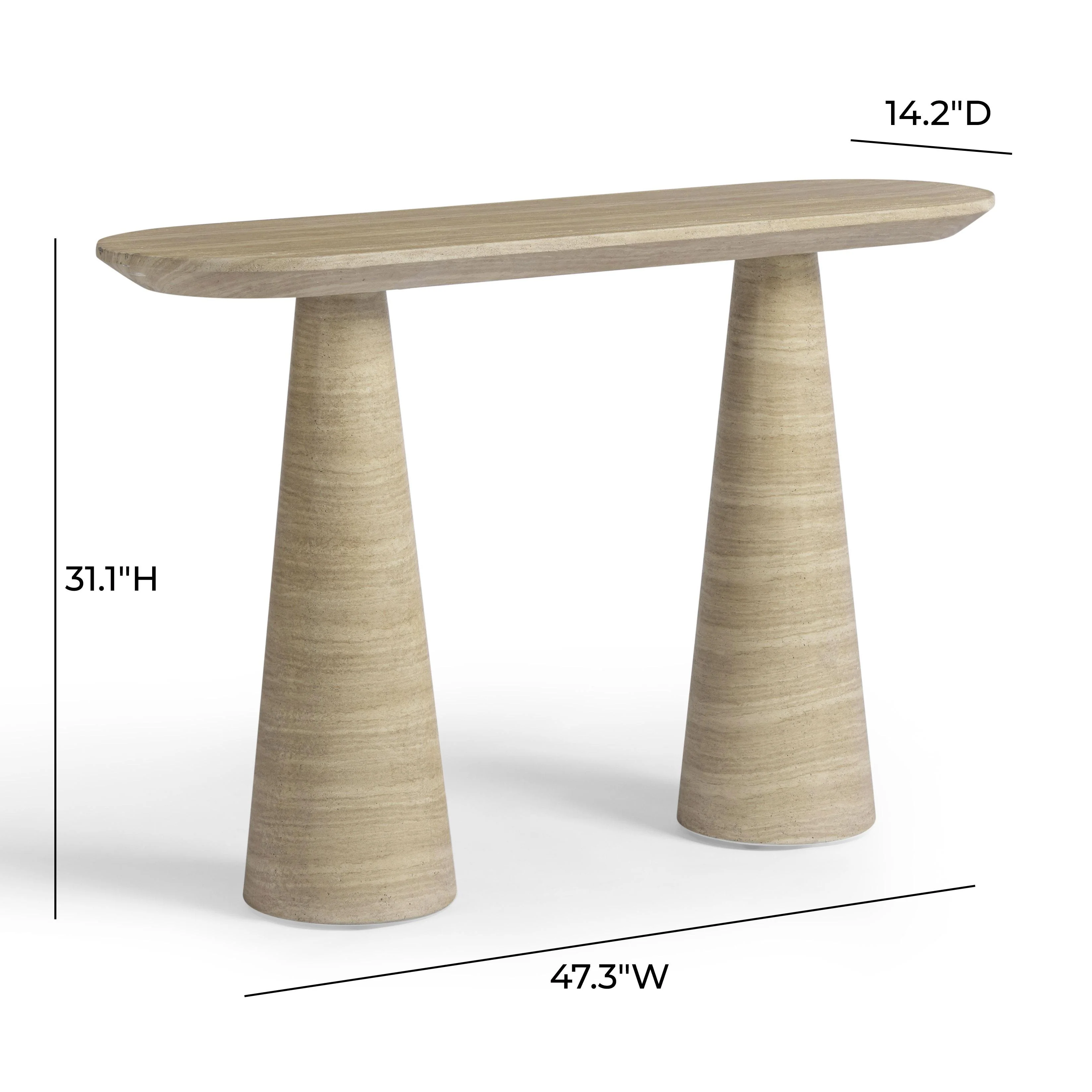Sandra Faux Travertine Indoor/Outdoor Console Table - Image 5