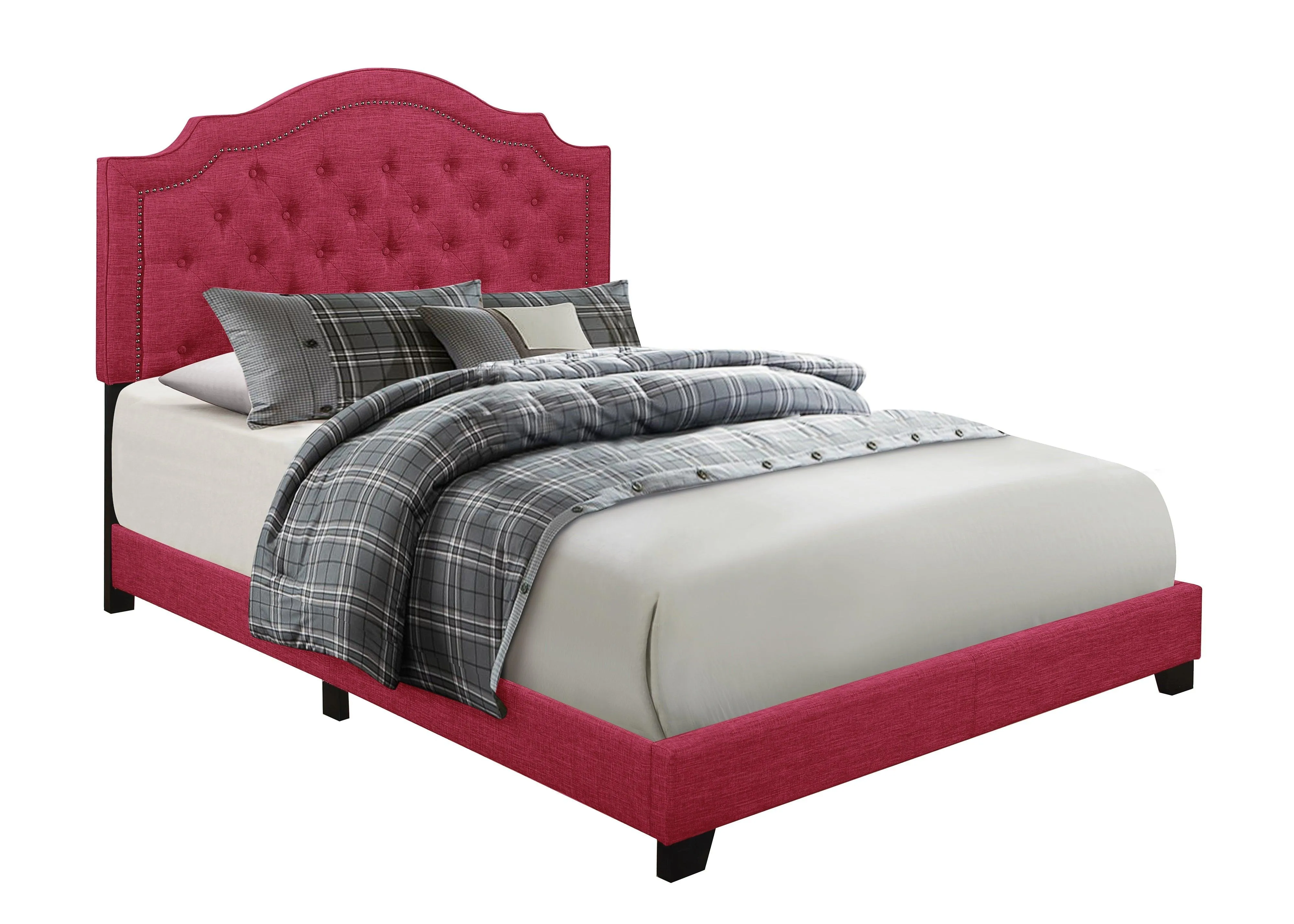 Sandy Pink Queen Upholstered Bed - Image 3