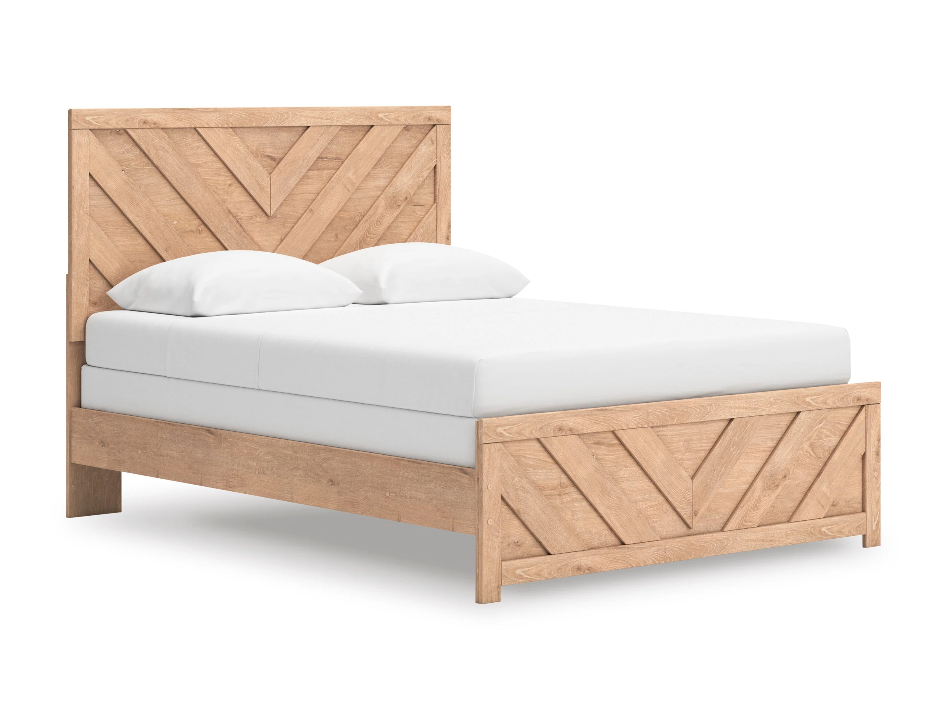 Sanginlane Tan Crossbuck Queen Panel Bed