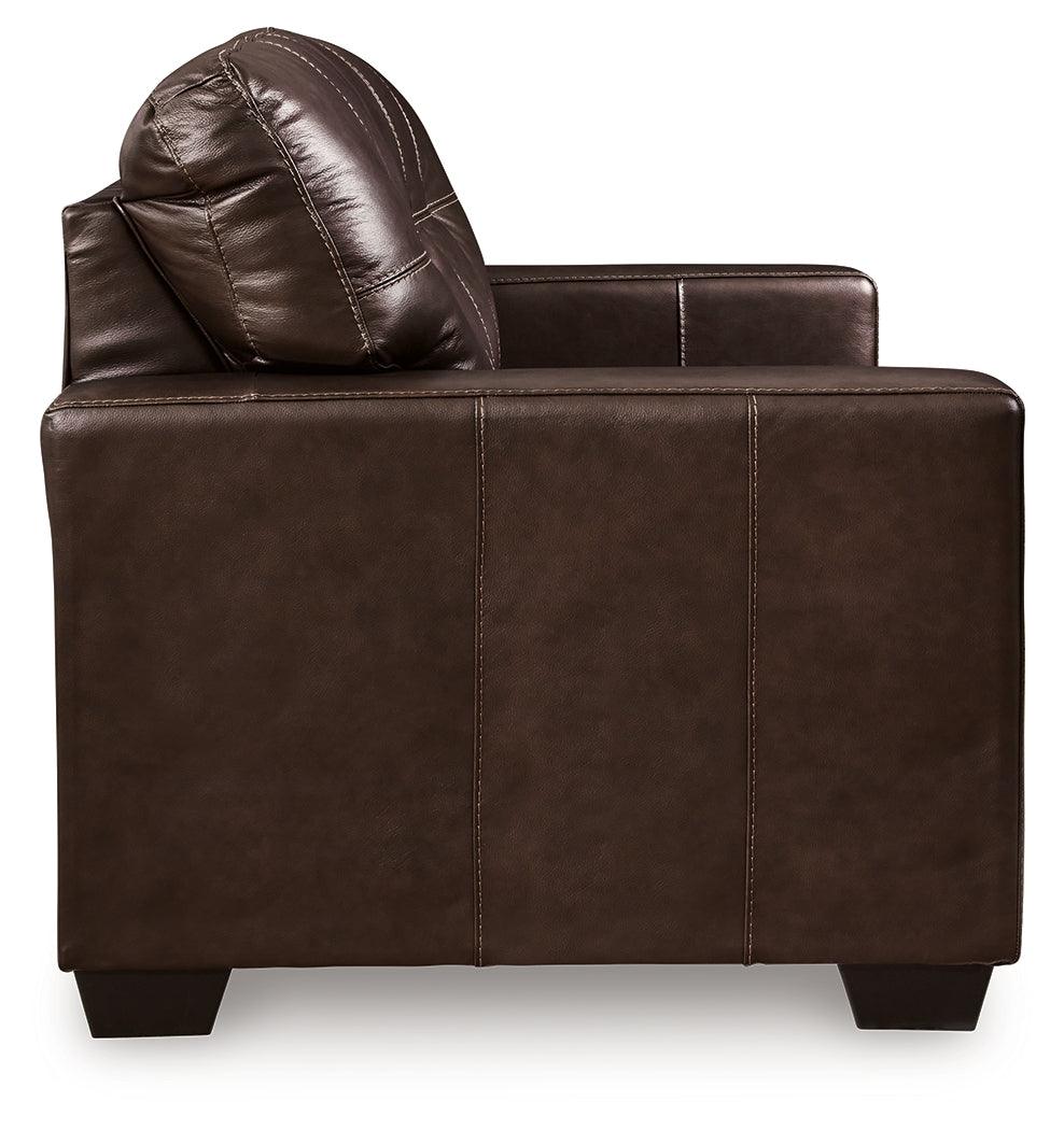 Santorine Dark Brown Leather Loveseat - Image 3