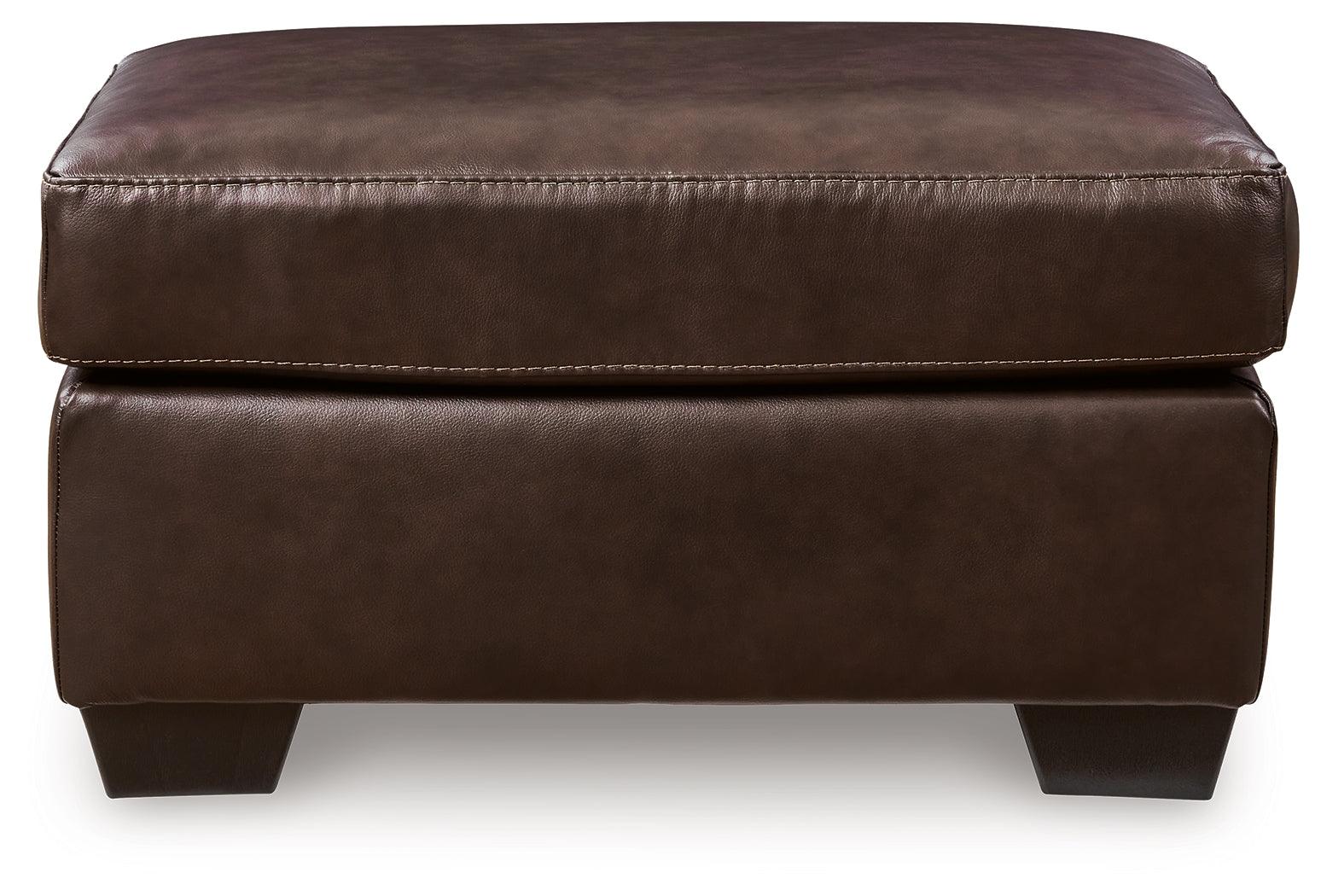 Santorine Dark Brown Leather Ottoman - Image 2