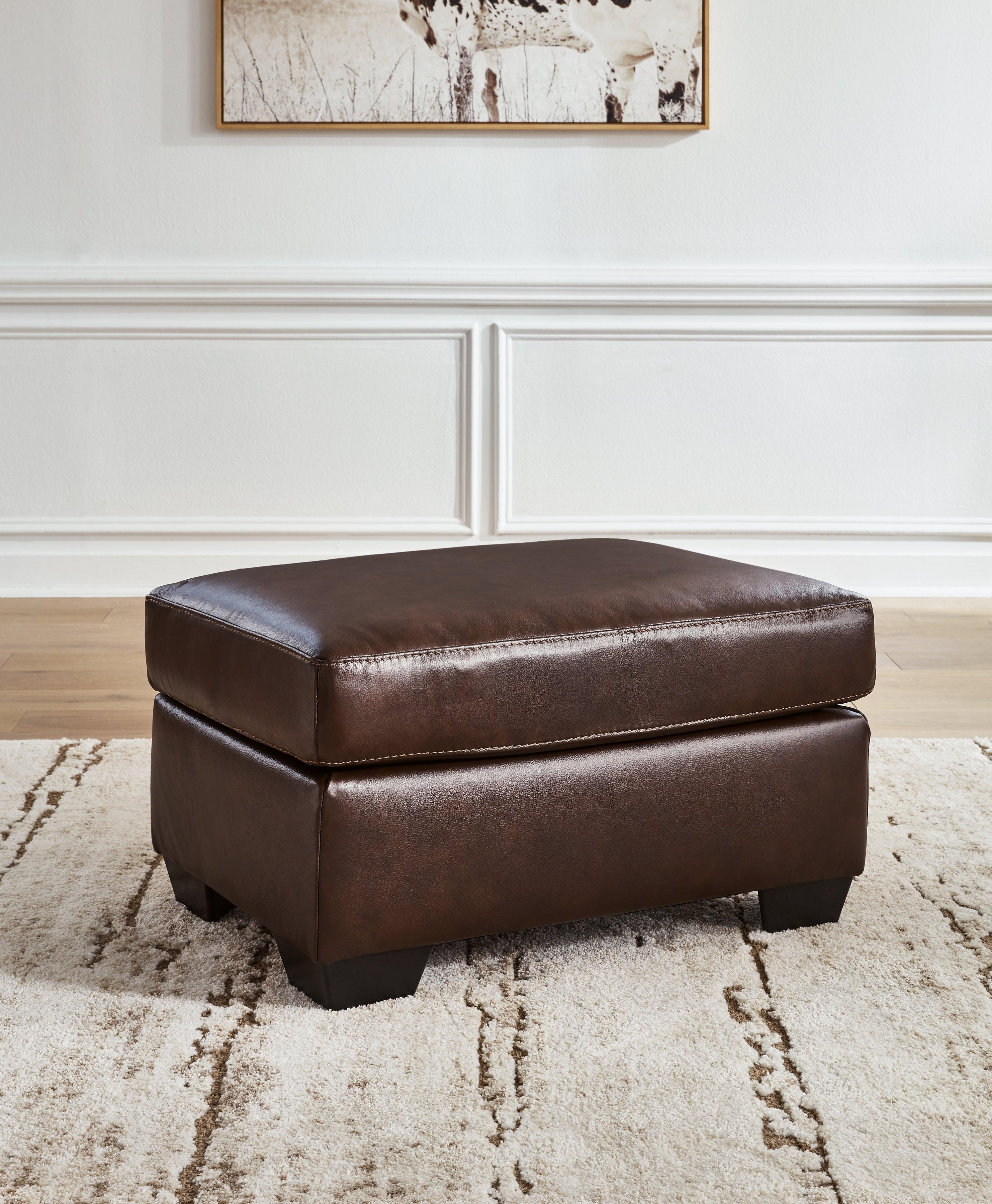 Santorine Dark Brown Leather Ottoman - Image 5