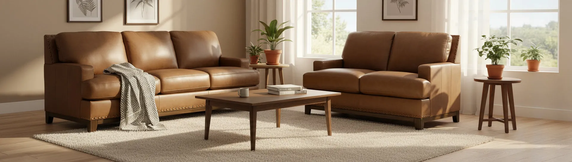 Saonara Amber Genuine Leather Sofa and Loveseat - Image 2