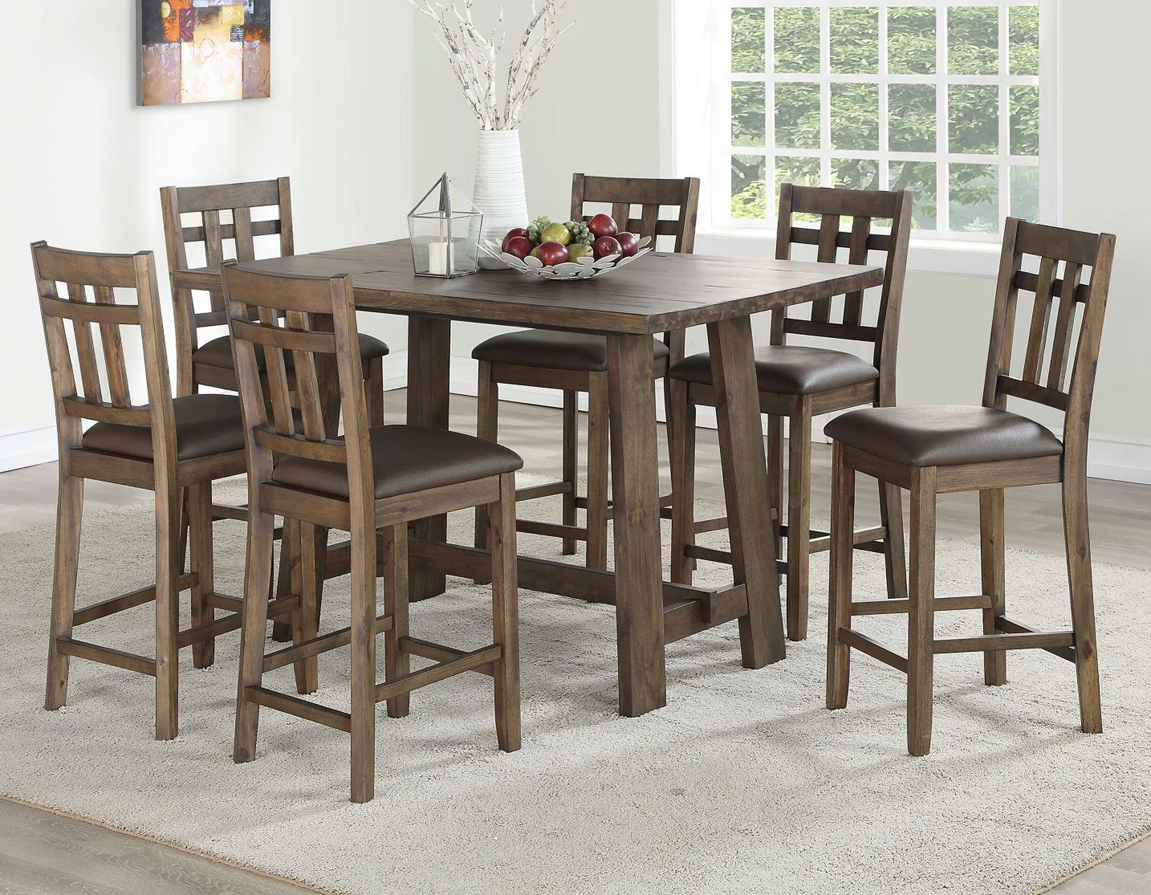 Saranac Mocha 5-Piece Counter Height Dining Set