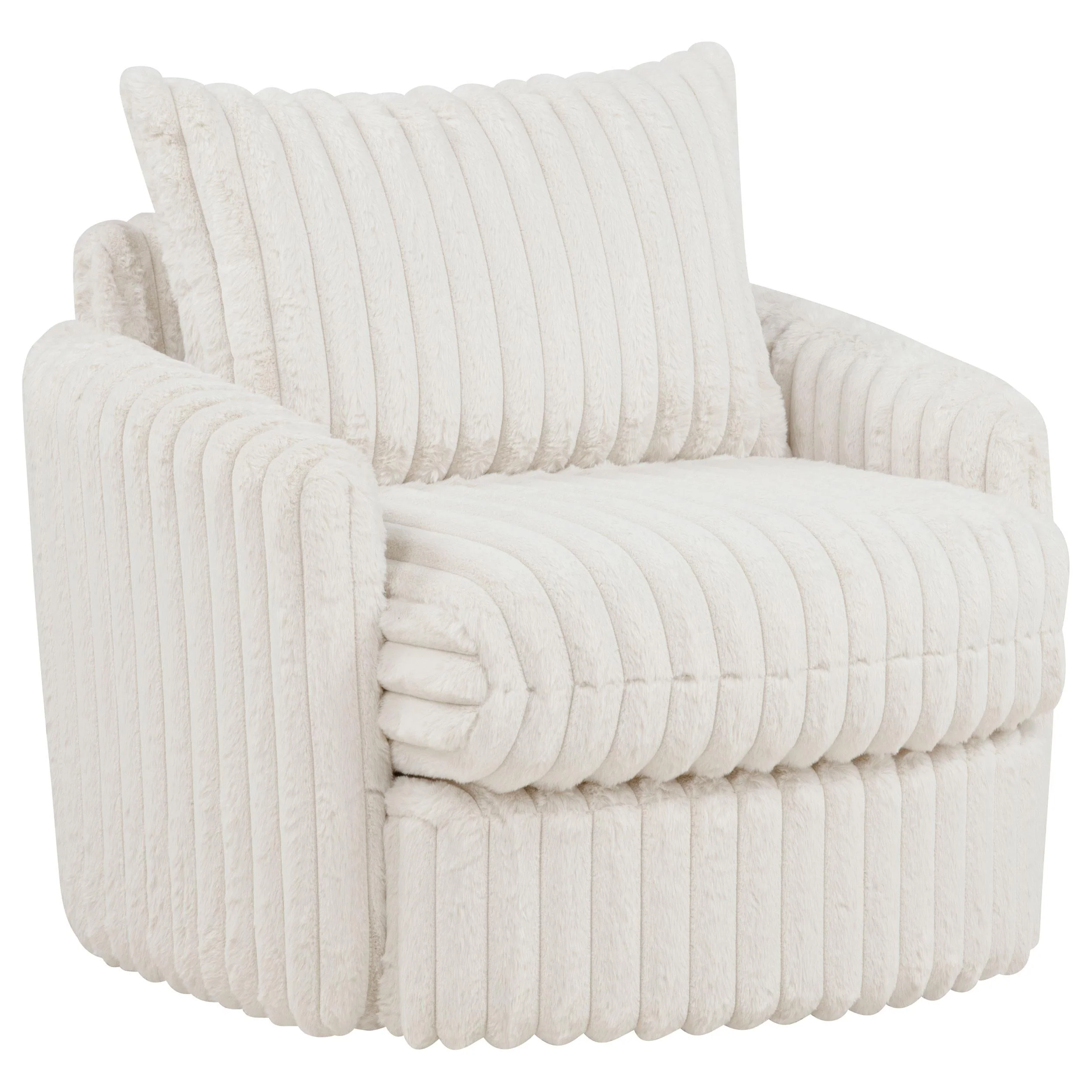 Sarco Ivory Corduroy Upholstered Swivel Accent Arm Chair - Image 2