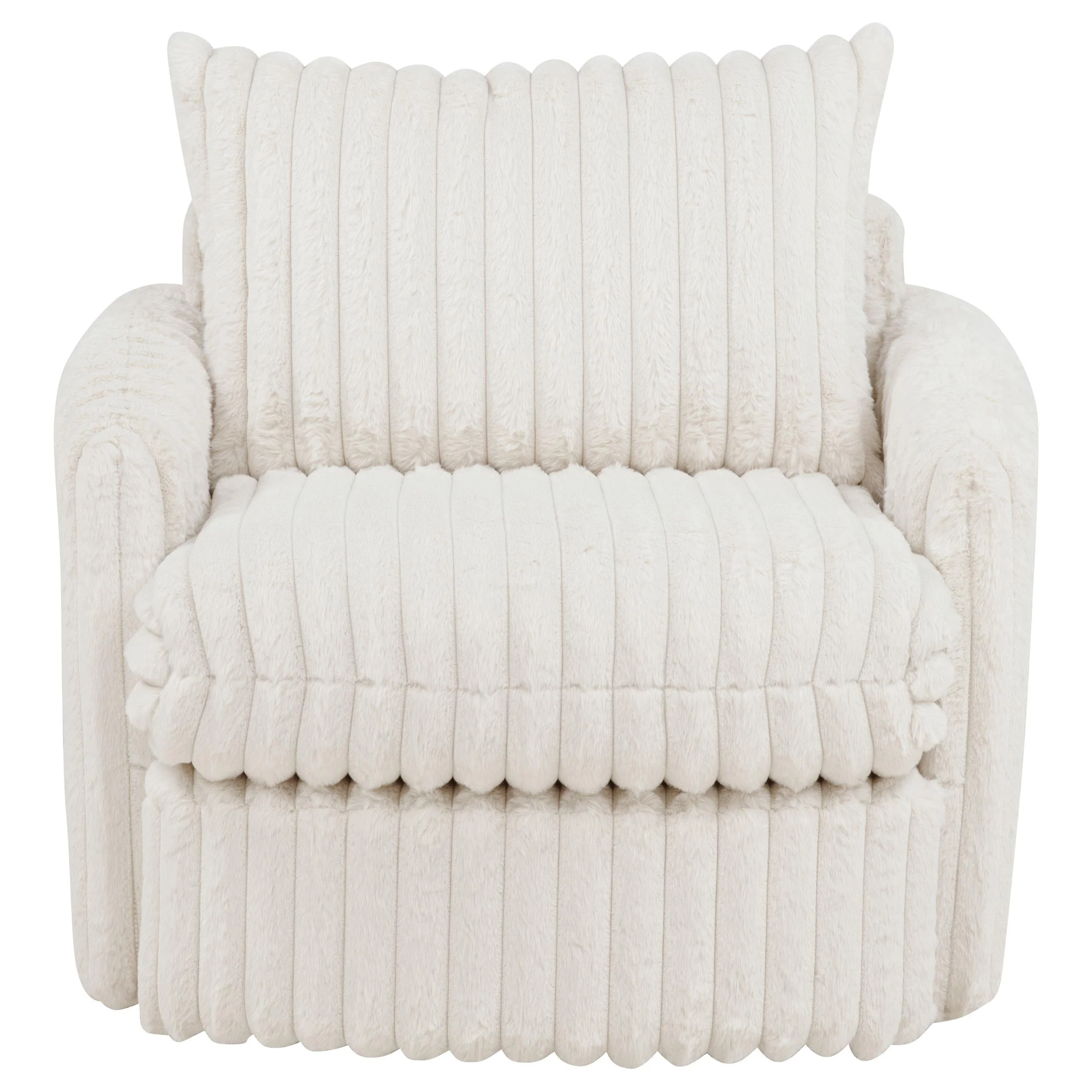 Sarco Ivory Corduroy Upholstered Swivel Accent Arm Chair - Image 3