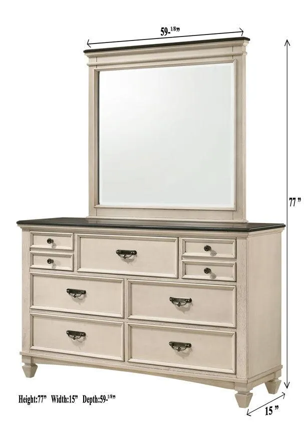 Sawyer Antique White and Brown Panel Bedroom Set - Image 5