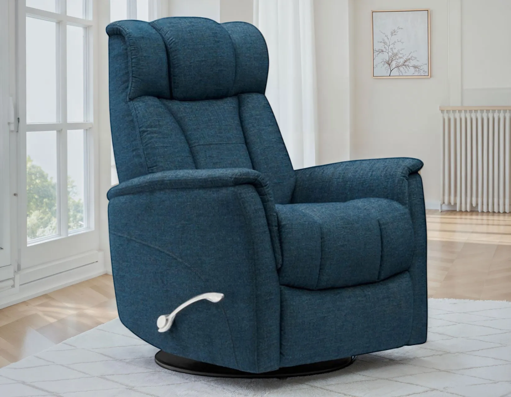 Saxton Dark Teal Manual Swivel Glider Recliner
