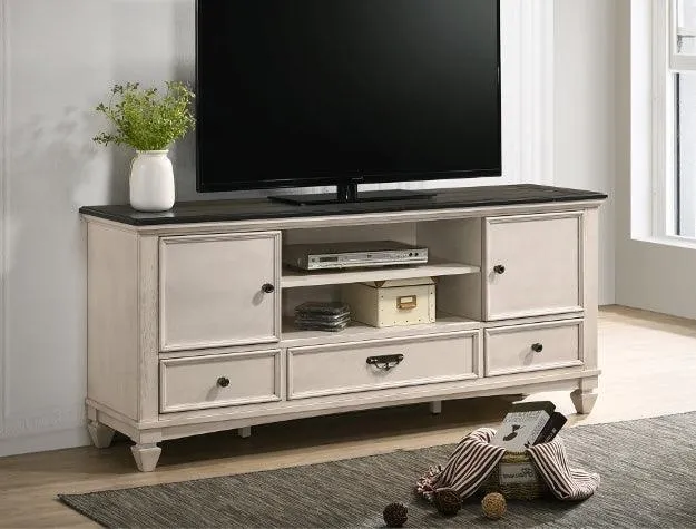 Saywer Antique 68" White and Brown TV Stand - Image 4