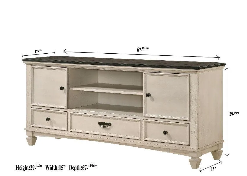 Saywer Antique 68" White and Brown TV Stand - Image 6