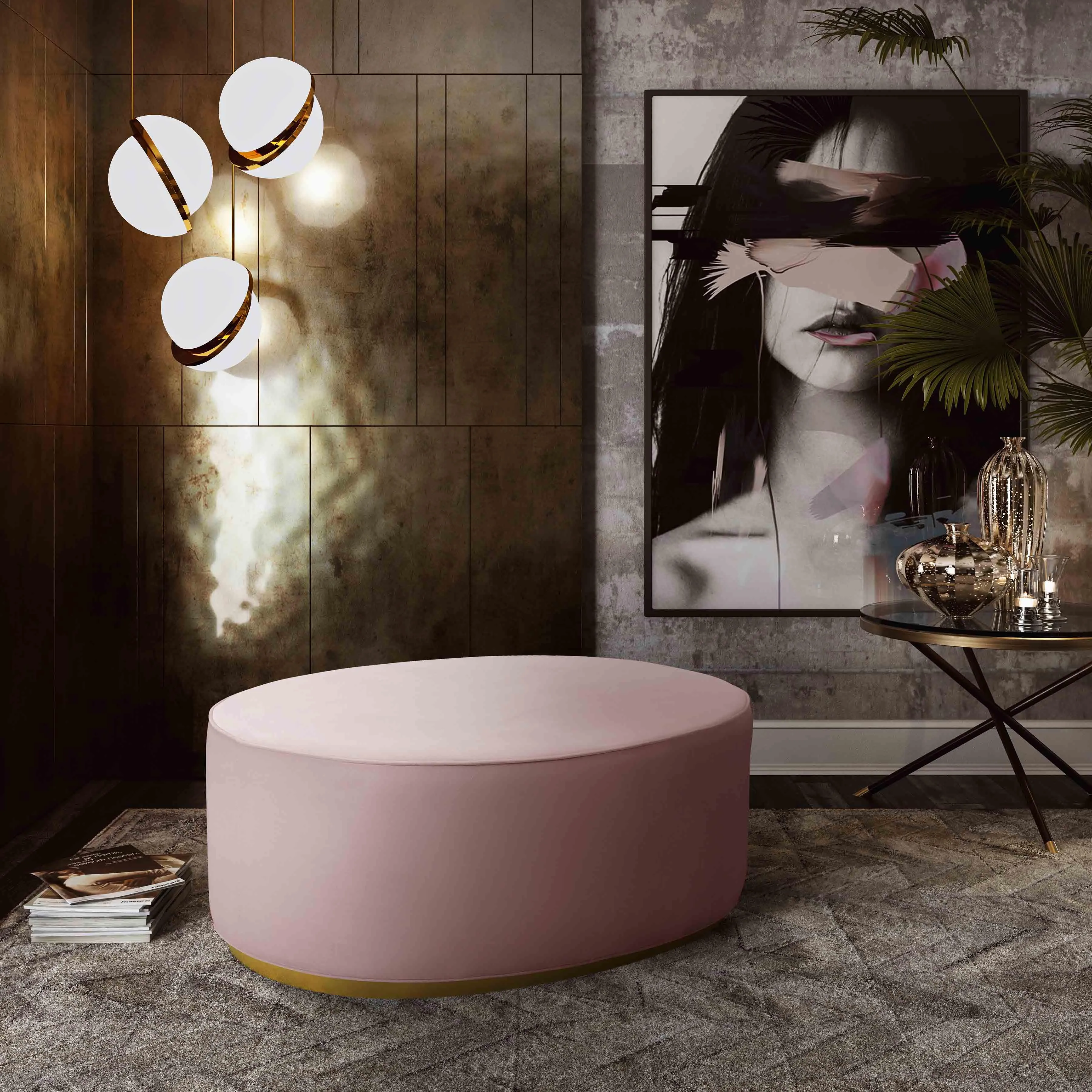 Scarlett Velvet Oval Ottoman - Image 6