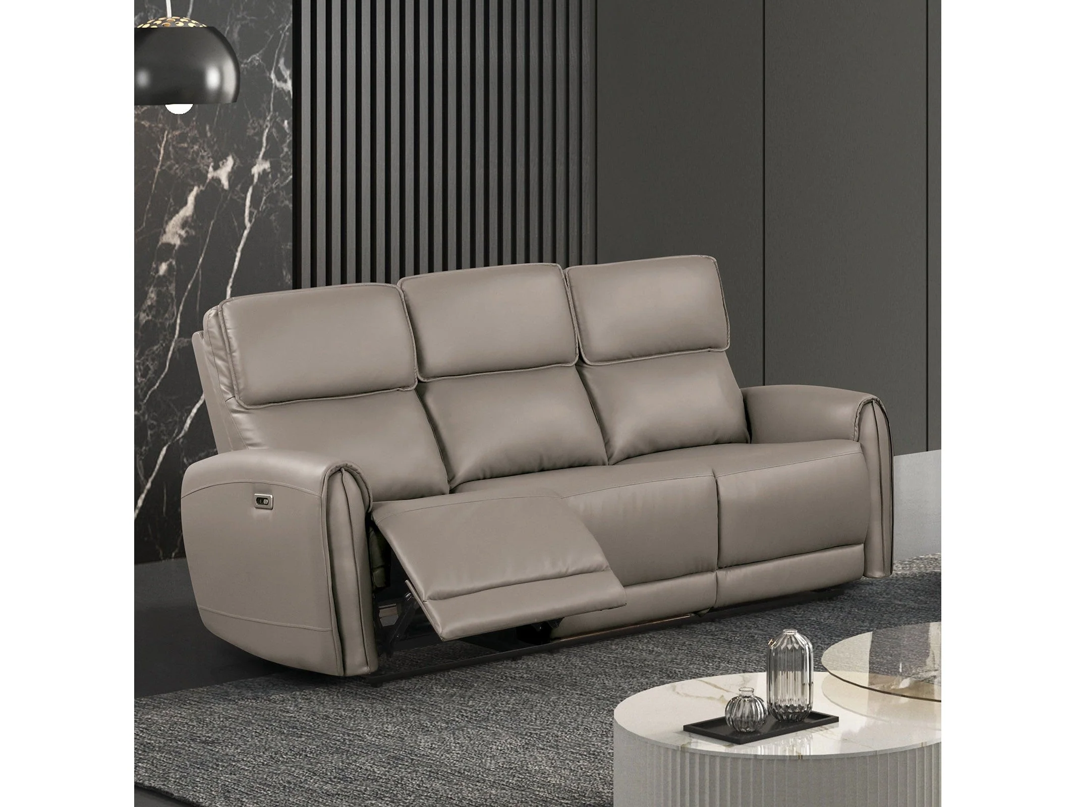 Schlieren Light Brown Leatherette  Reclining Living Room Set