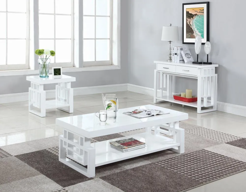 Schmitt High Glossy White Rectangular End Table - Image 2