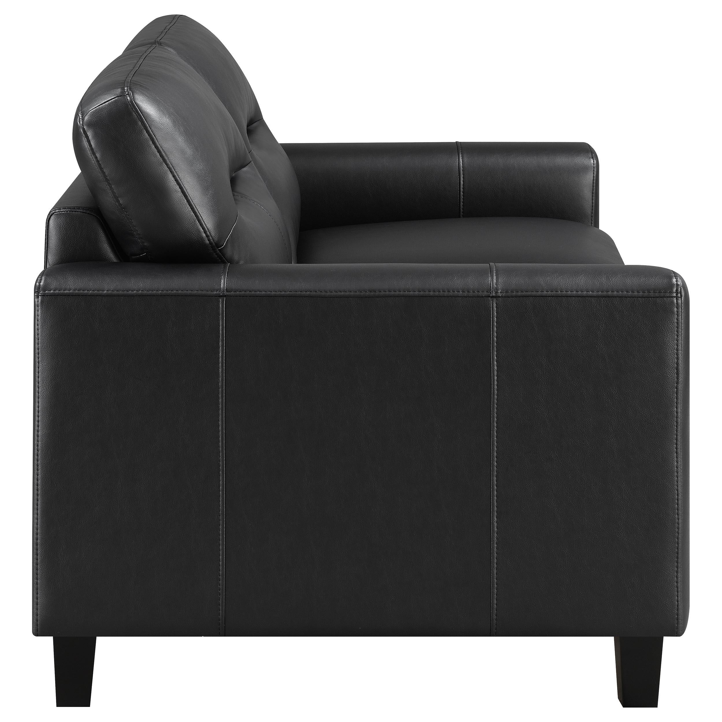Scotland 2-piece Faux Leather Upholstered Sofa Set Black - Image 10
