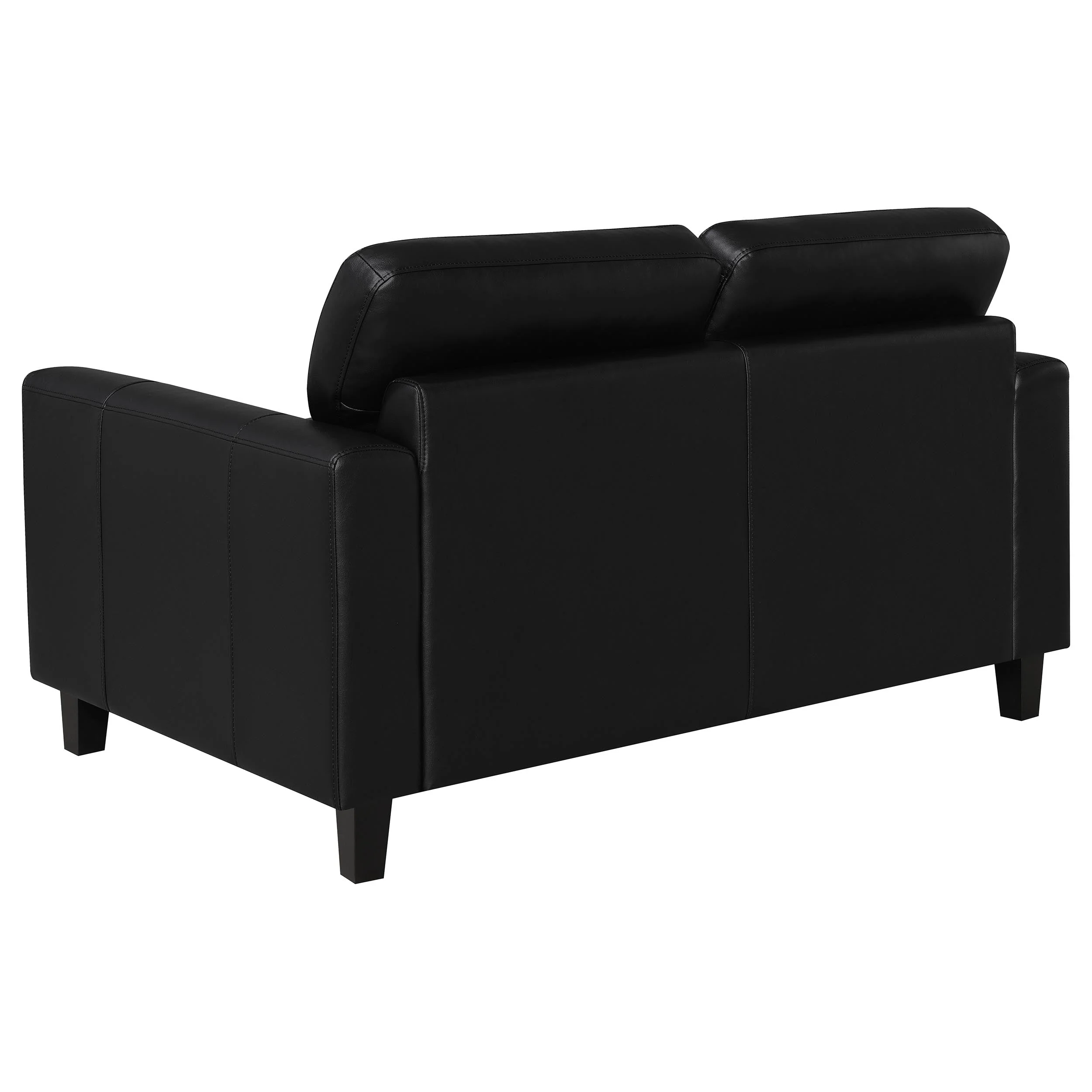 Scotland Black Faux Leather Upholstered Track Arm Loveseat - Image 5