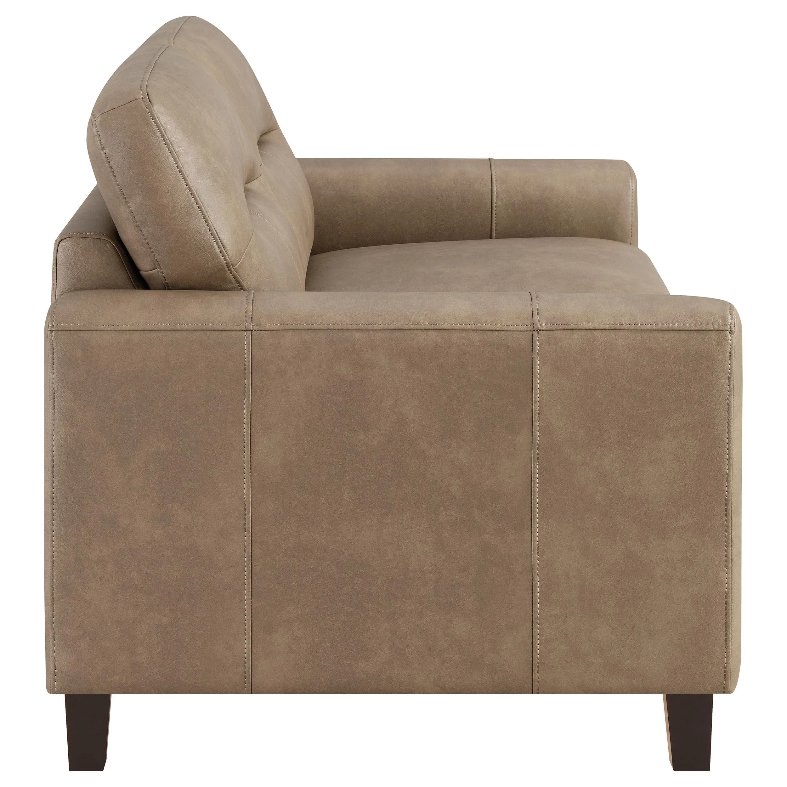 Scotland Brown Faux Leather Upholstered Track Arm Loveseat - Image 8