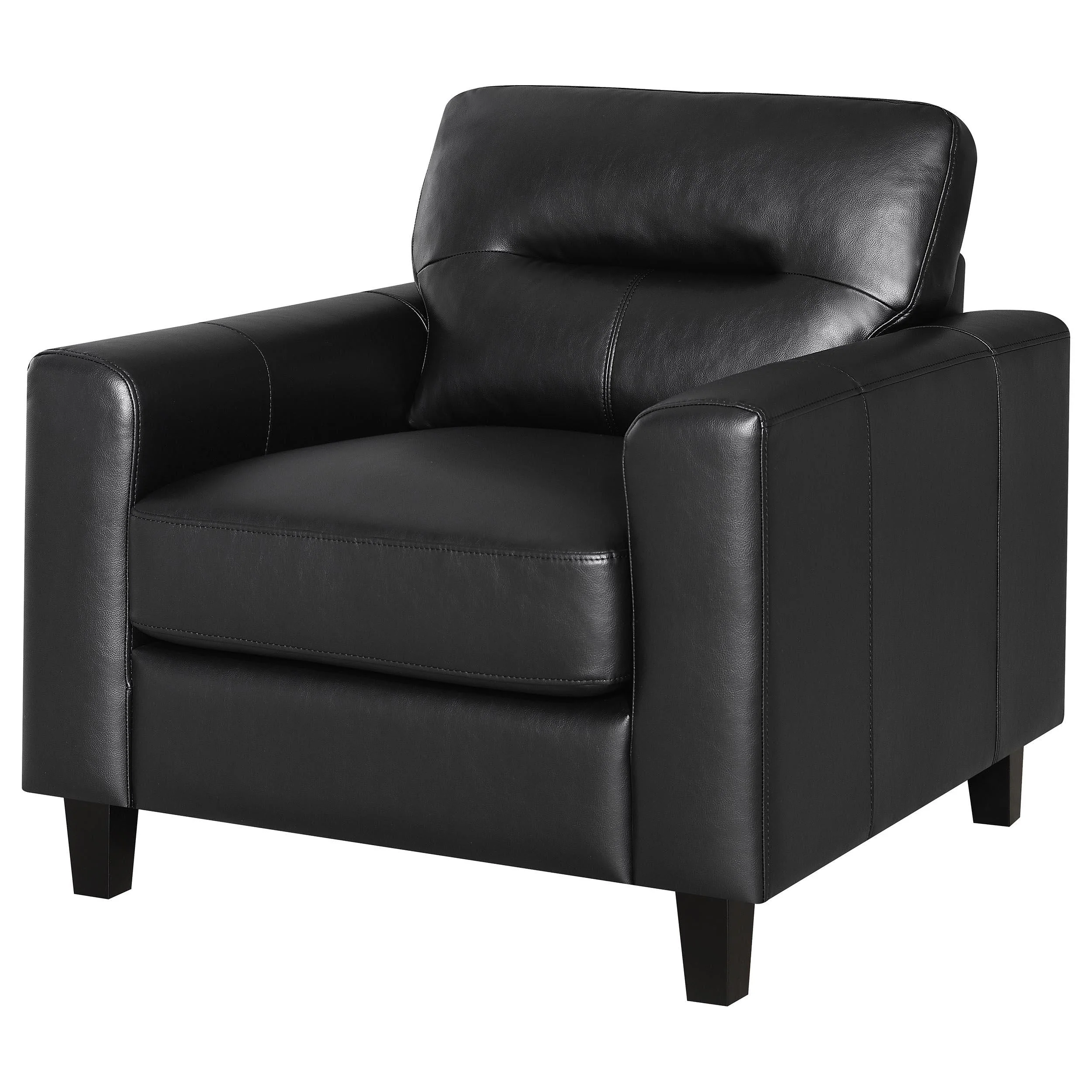 Scotland Faux Leather Upholstered Track Arm Chair Black - Image 3