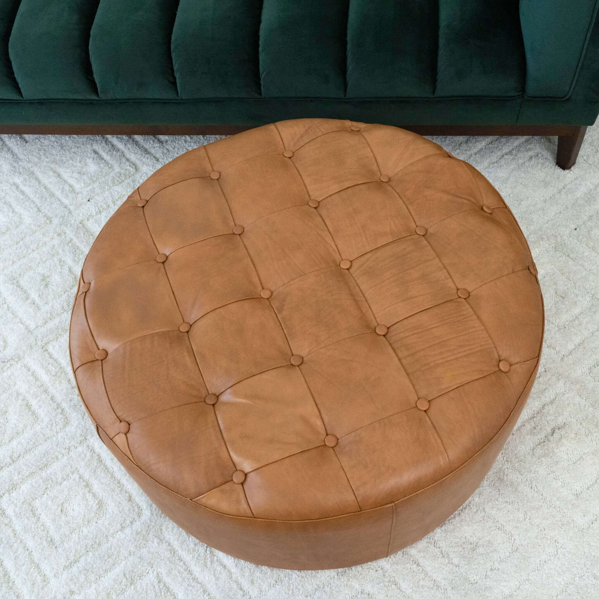Seletar Tan Leather Ottoman - Image 3
