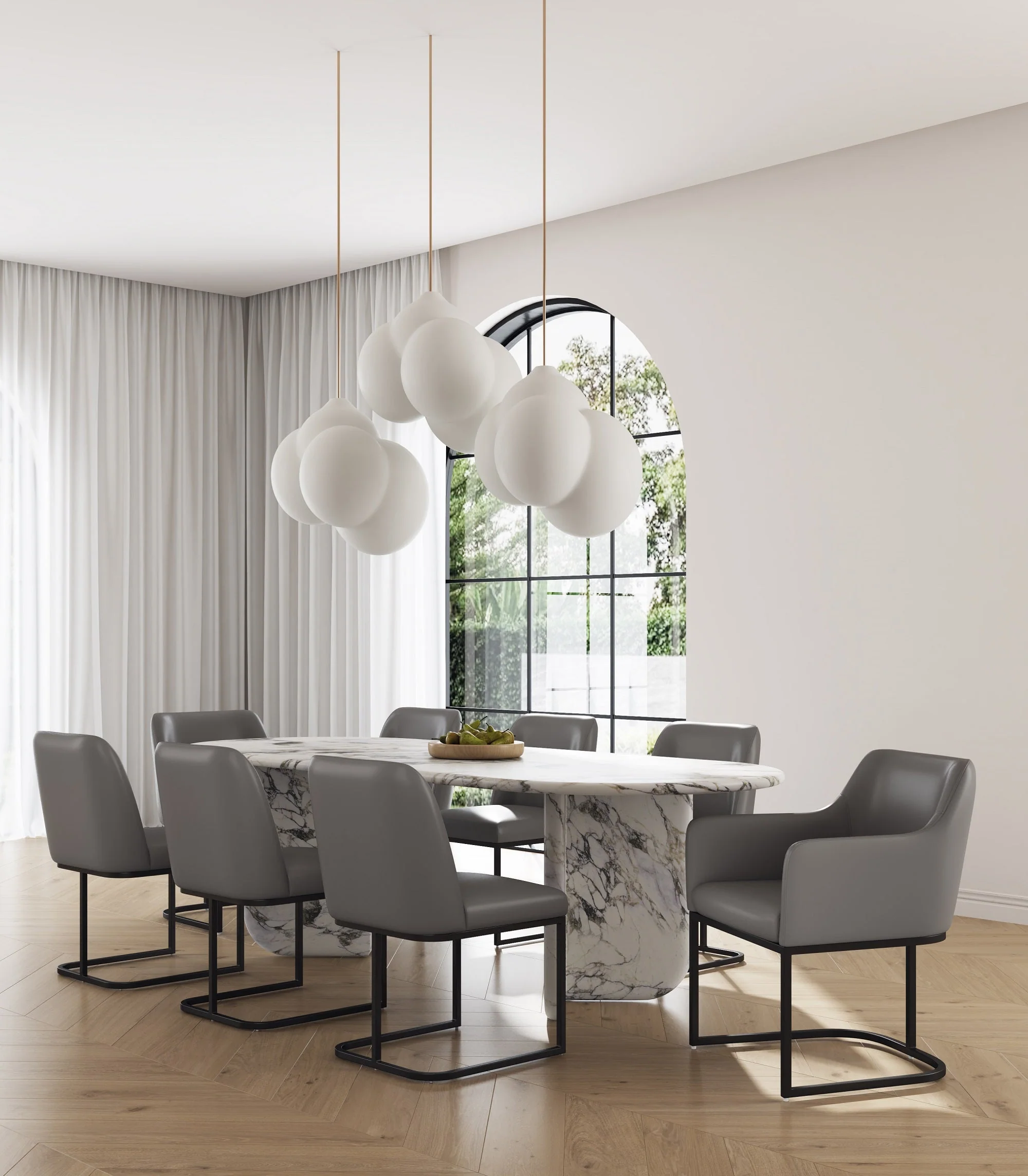 Serena 8 Piece Dining Set in Grey - Image 2
