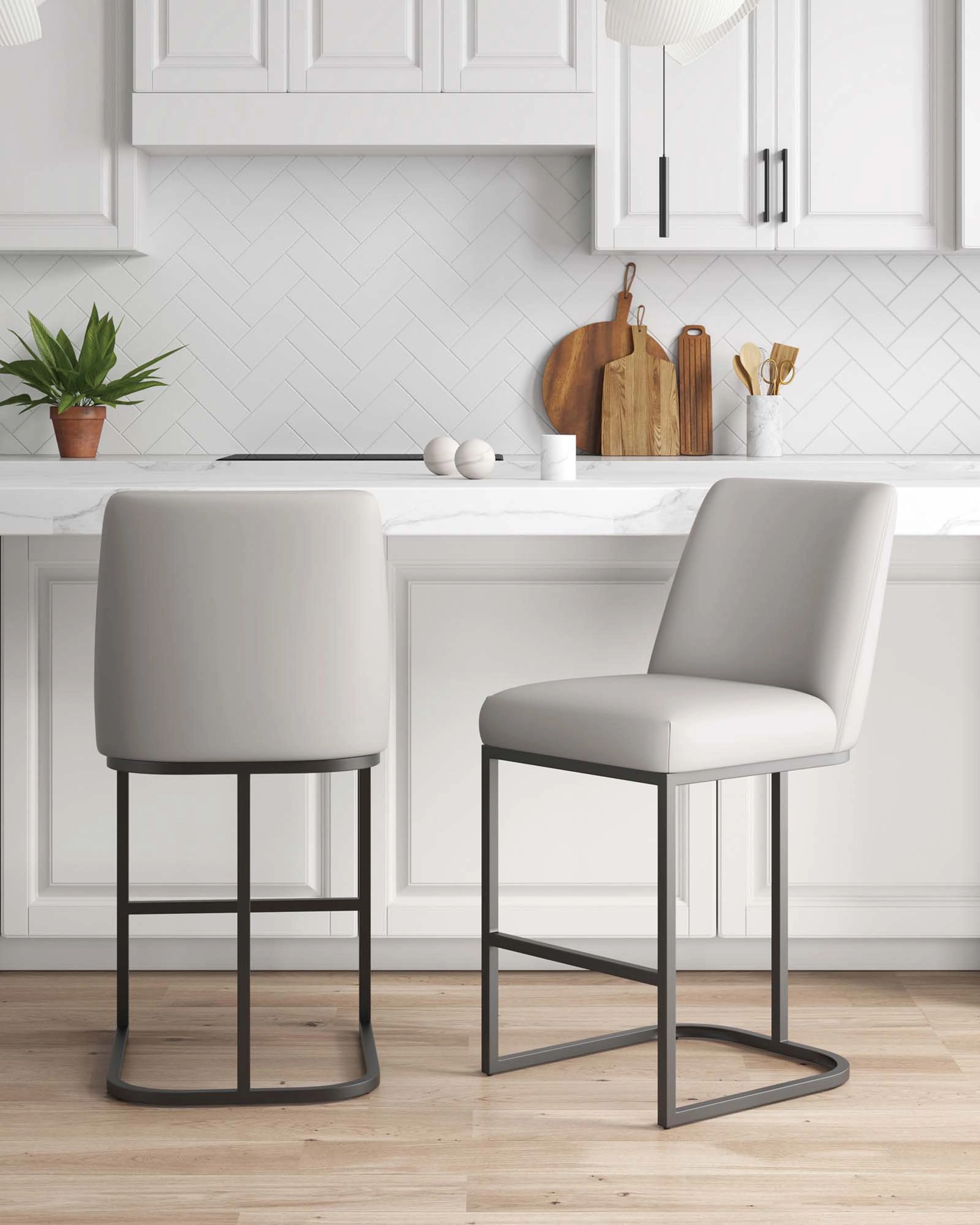 Serena Counter Stool in Light Grey (set of 2) - Image 2