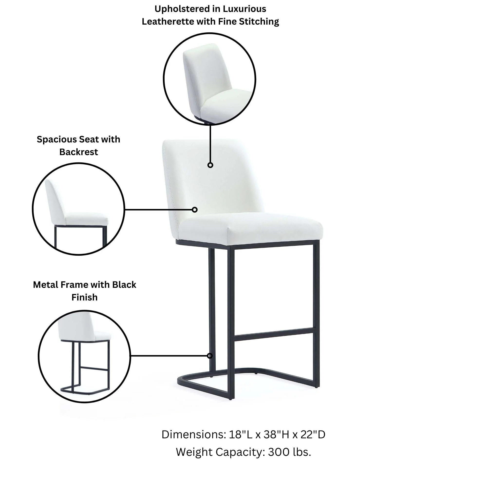 Serena Counter Stool in White - Image 4