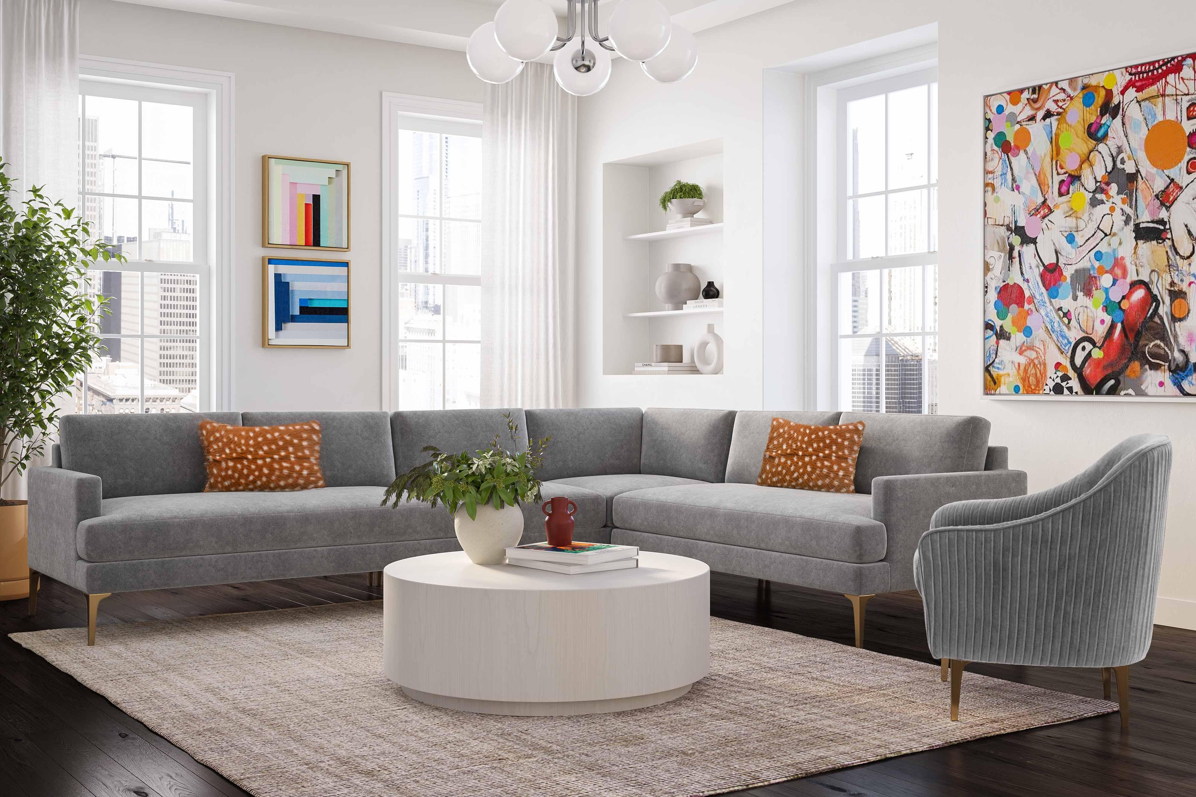Serena Velvet Large L-Sectional - Image 15